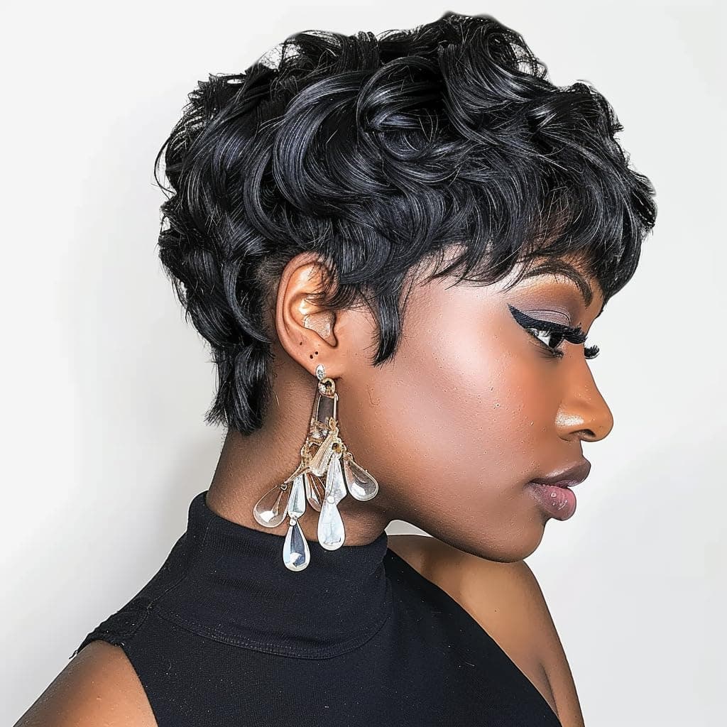 BOBCOO Pixie Cut Wig Short Wigs for Black Women Short Pixie cut Wigs for Black Women (Natural Black)