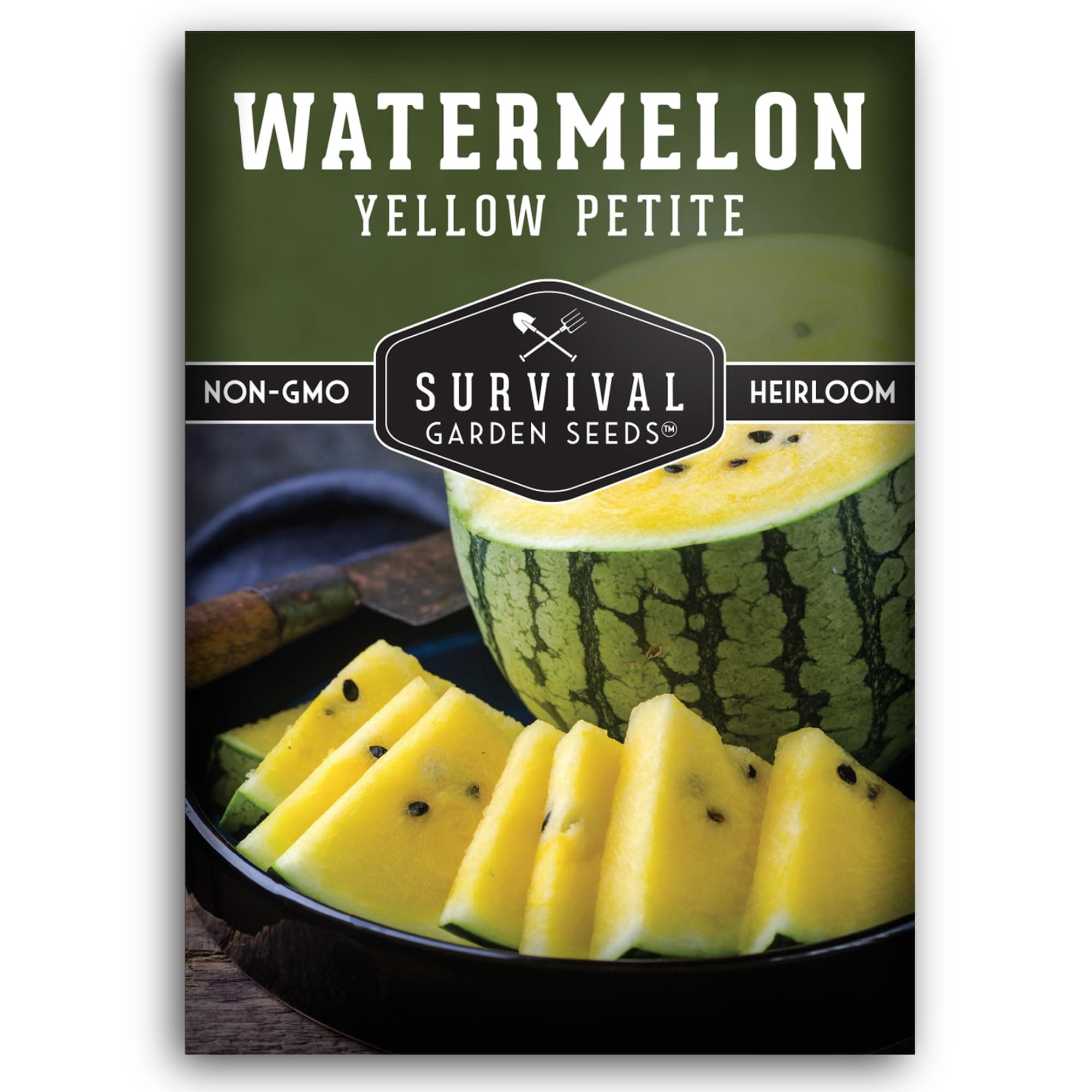 Yellow Petite Watermelon Seeds for Planting – Fast-Growing Mini Watermelons with Sweet Yellow Flesh – Compact Vines for Small Gardens – Non-GMO Heirloom – Survival Garden Seeds (1 Pack)