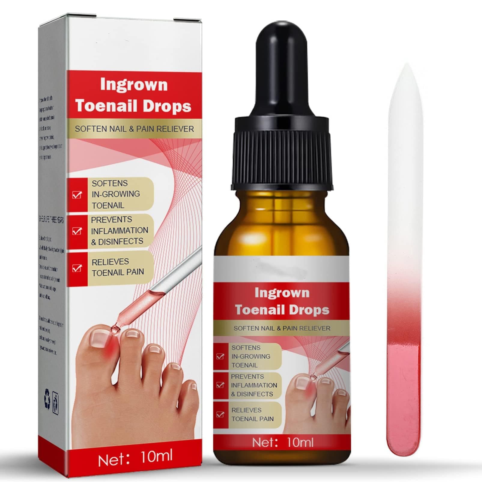 Ingrown Toenail Treatment - Ingrown Toenail Treatment Drop with Glass Nail File - Cuticle Care Oils for Ingrown Toenails - Trimming Toenail Softening Drops Fungal Nail Treatment