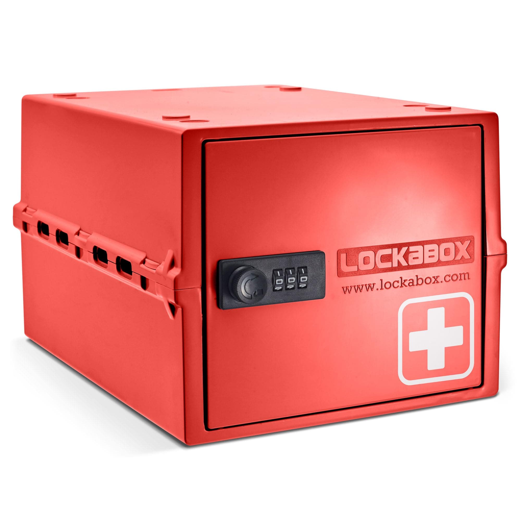 One™ | Premium Medicine Lock Box | Medium Medication Lock Box With Code For Medicines, Vitamins & Supplements | External Size 12 x 8 x 6.6 inches (Medi Red)