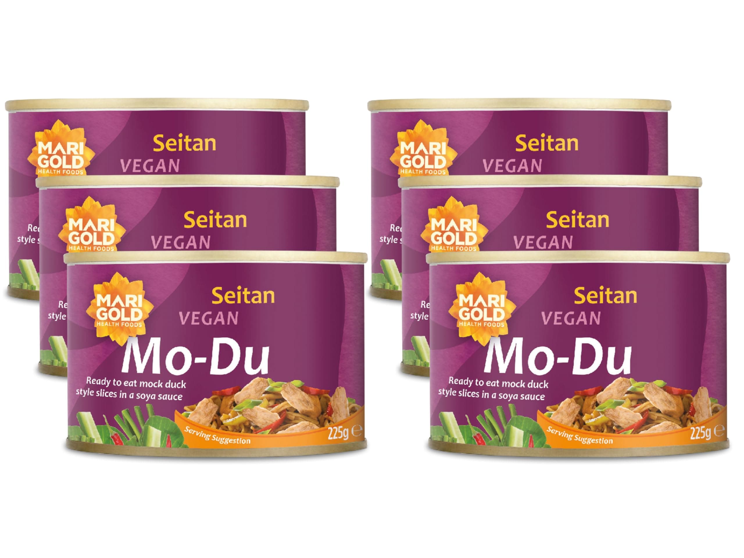 Marigold Seitan Vegan Mo-Du (Mock Duck), 225g (Pack of 6) – High Protein, Plant-Based, Ready-to-Eat, Mild Flavour