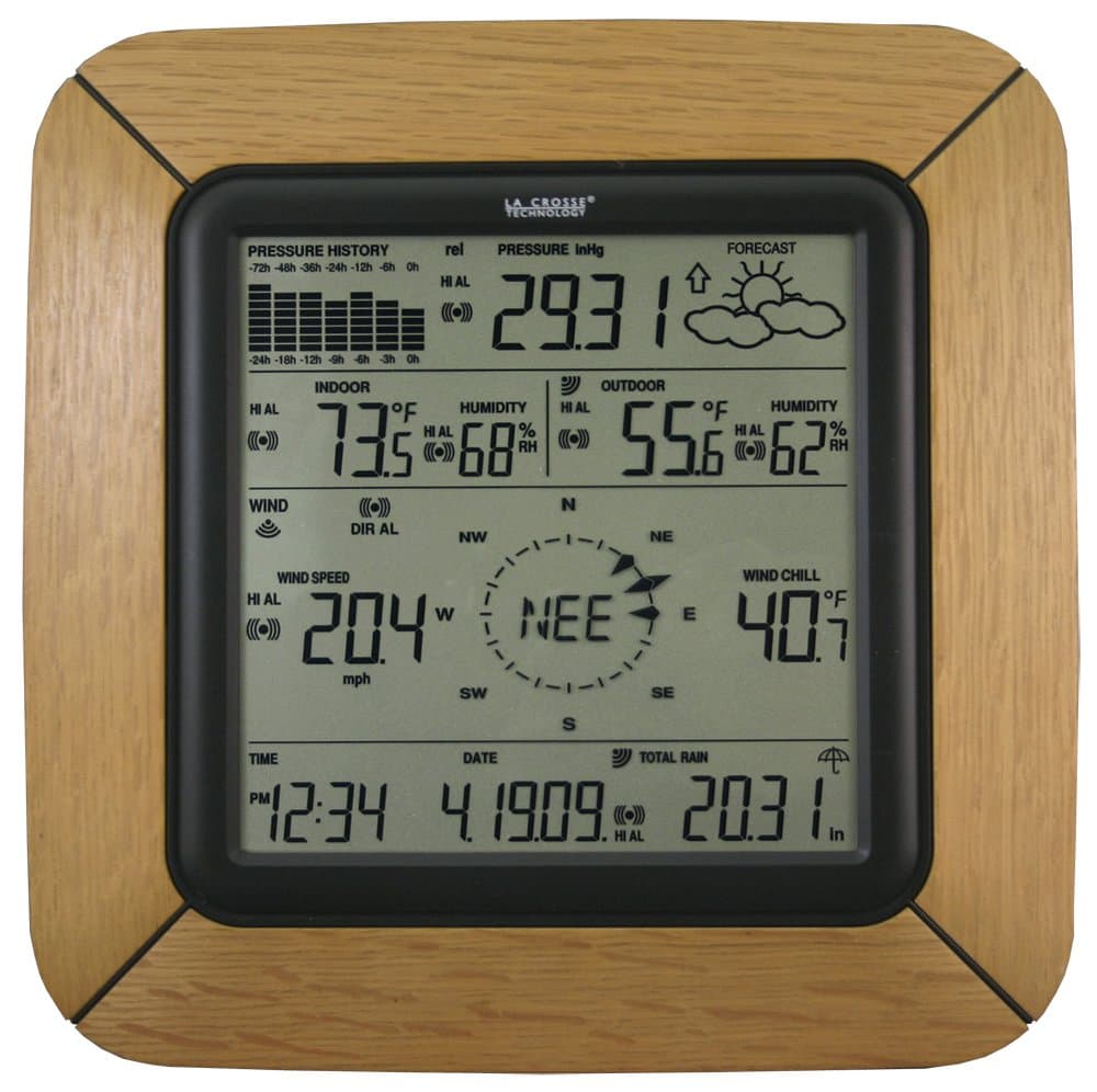 La Crosse Technology WS-2811OAK-IT Professional Weather Center with Solar Wind Sensor