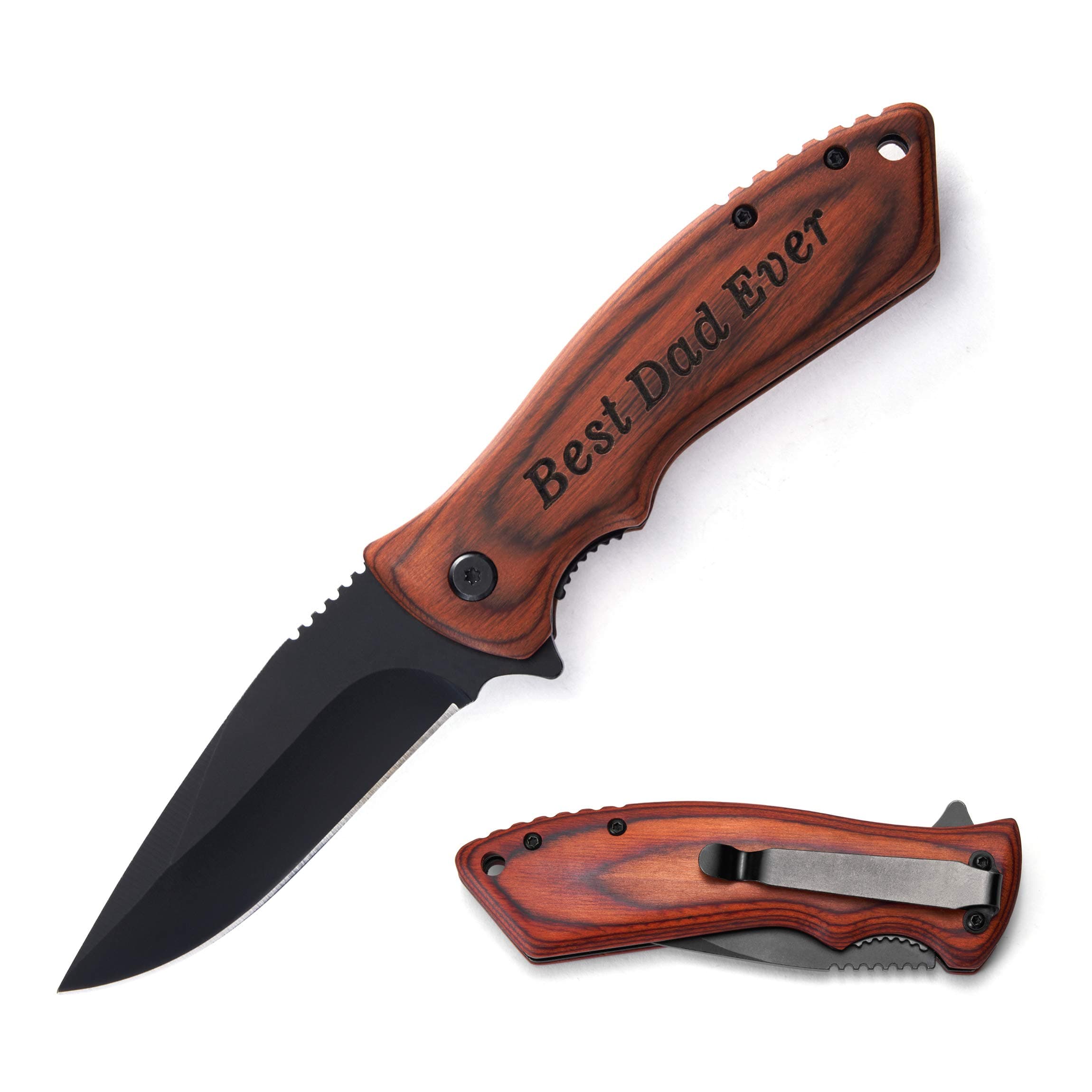 Personalized Engraved Pocket Folding Knife for Dad from Son Daughter - for Christmas Fathers Day Birthday Thanksgiving - Men Unique Camping Fishing Hunting Knives for Him