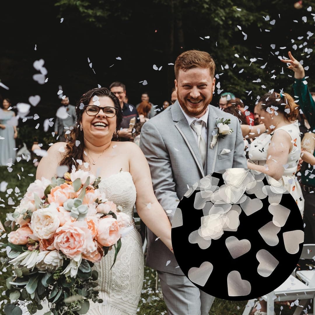 Dissolving Water Soluble Rice Paper White Wedding Heart Shaped Confetti 28000 Pieces 150 Gram Biodegradable Confetti Hearts for Send Off Outdoor Beach Reception Ceremony Celebration Classic Modern