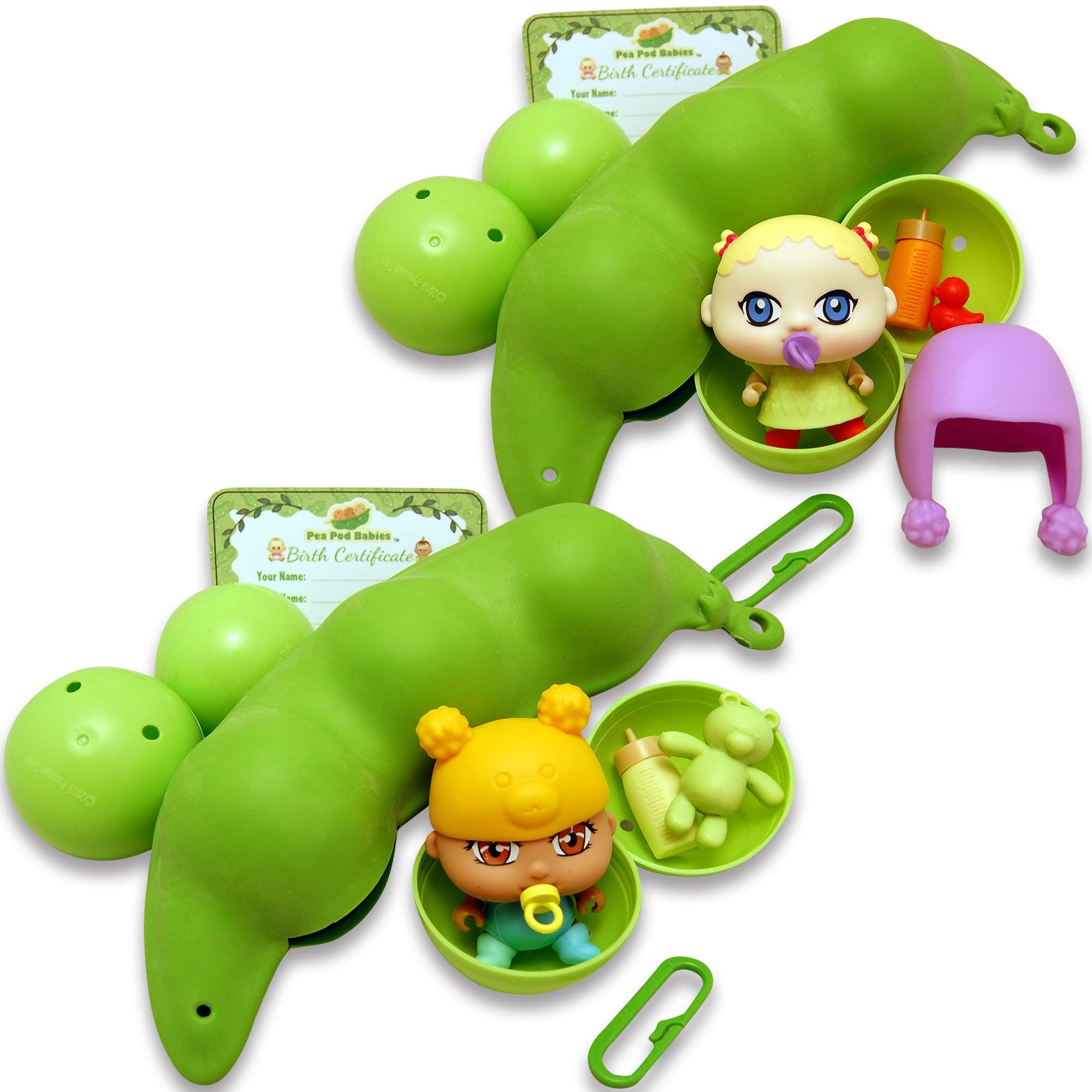 Thin Air Brands Pea Pod Babies - Collectible Mystery Surprise Toy with Mini Baby, Clothing, & Accessories Two Pack Bundle