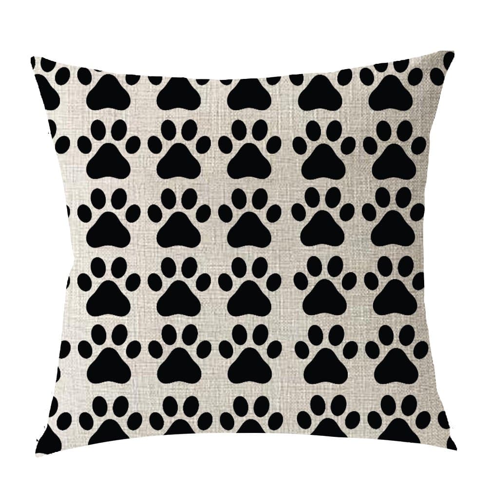 Lovely Family pet Dog Bohemia Boho Paws Cotton Linen Square Throw Waist Pillow Case Decorative Cushion Cover Pillowcase Sofa 18"x 18" (18x18 inches, 1)