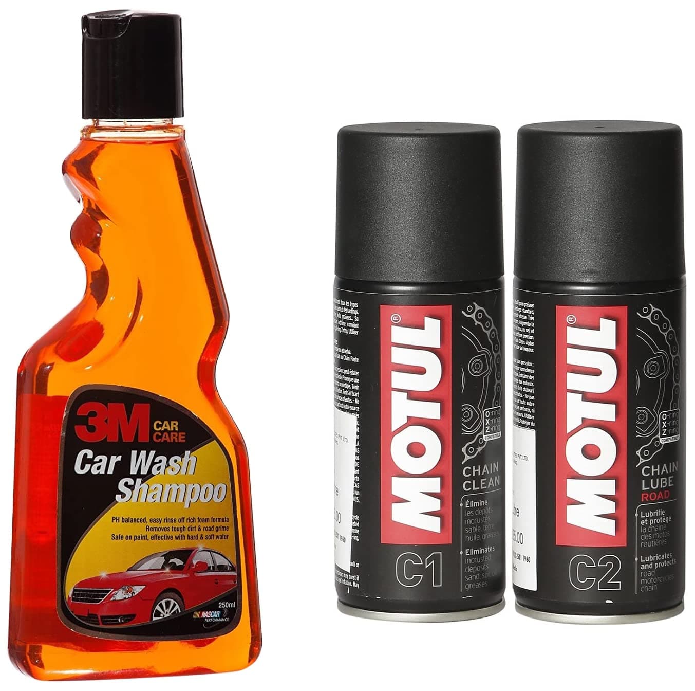 Combo of C2 Chain Lube (150 ml) and C1 Chain Clean for All Bikes (150 ml) + 3M IA260100432 Auto Specialty Shampoo (250 ml)