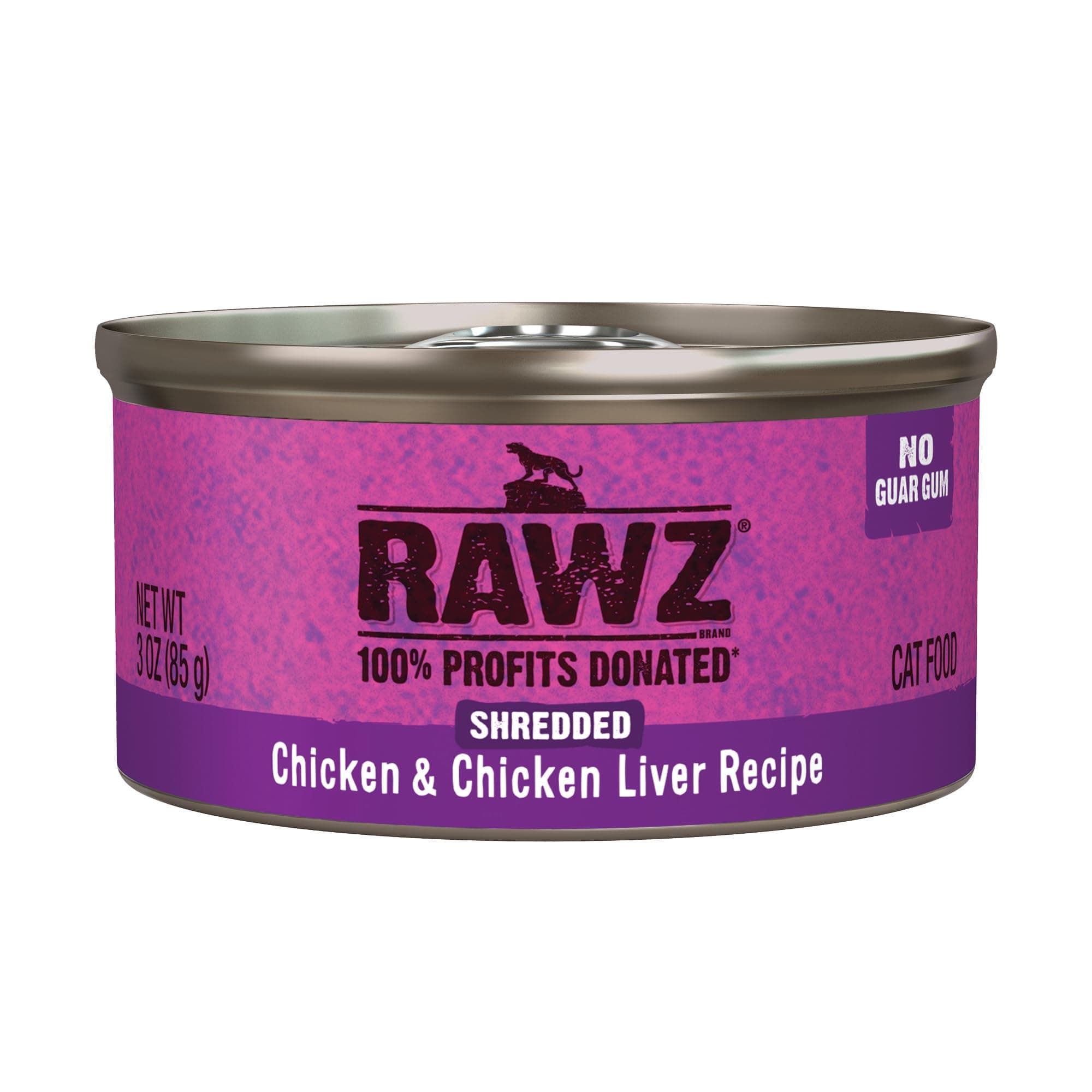 Rawz Natural Premium Shredded Canned Cat Wet Food - Grain Free Made with Real Meat Ingredients No BPA or Gums - 3oz Cans - 18 Count (Chicken & Chicken Liver)