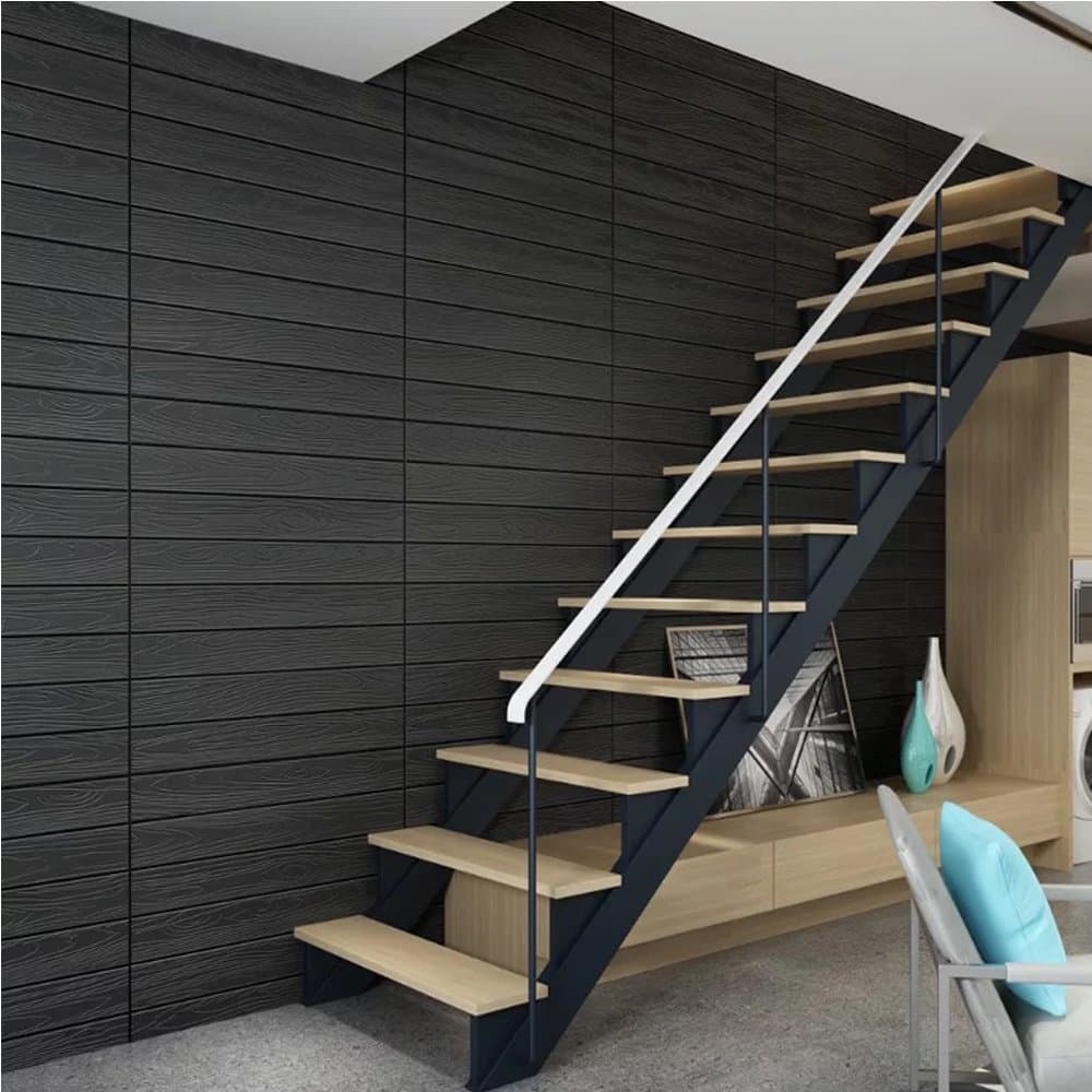 Diversity world 3D Self Adhesive Wall Stickers Panels for Living Room Bedroom Office Wall Decoration Wood Grain Stereoscopic of TV Background Wall 27.5"x23.6" (10pcs 43sq.ft) (Black-1)