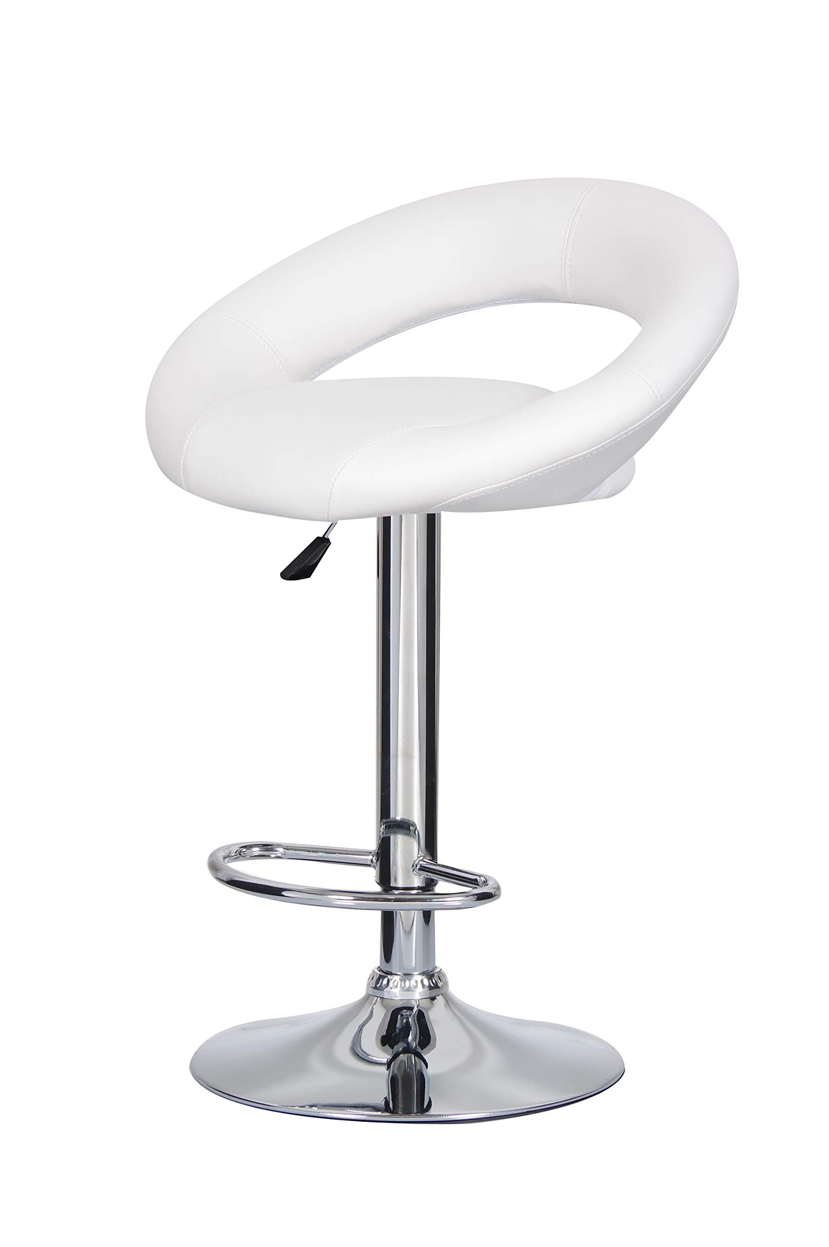 LANNY Bar Stools, Modern Furniture Swivel Adjustable PU Leather Seat Stools, With Chrome Plated Footrest and Base, For Kitchen Bar Bistro Pub Use (White)