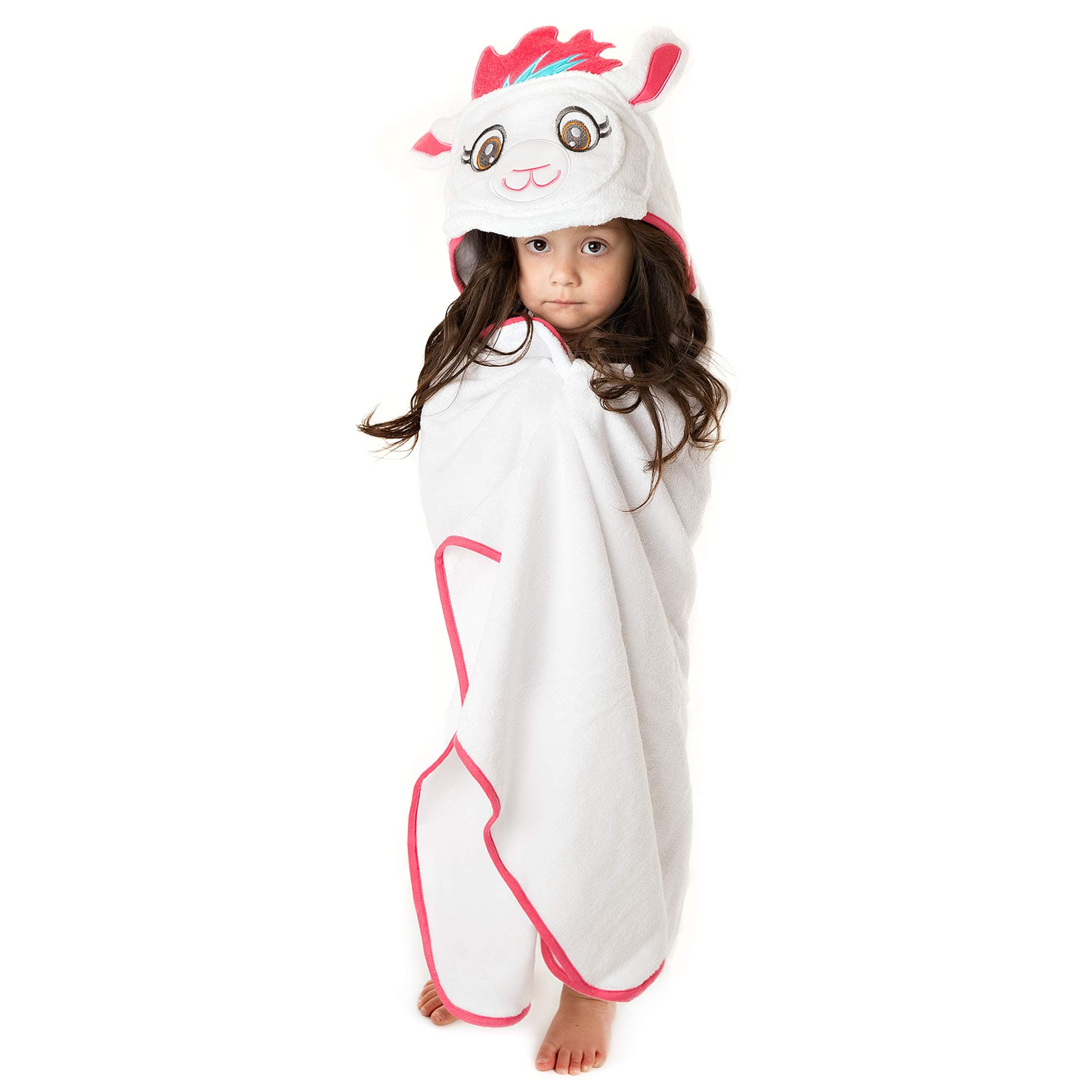 Little Tinkers World Premium Hooded Towels for Kids | Beach Or Bath Towel | Llama Design | Ultra Soft and Extra Large | 100% Cotton Childrens Swimming/Bath Towel with Hood for Girls and Boys