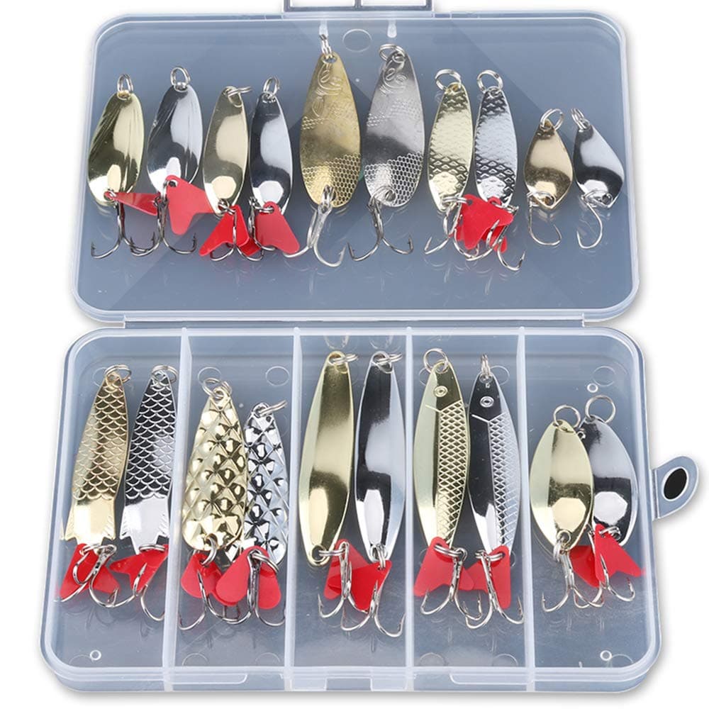 DONQL Fishing Lures Metal Spoons Hard Baits Metal Fishing Lures Spinner Baits Fish Treble Hooks Tackle Salmon Bass