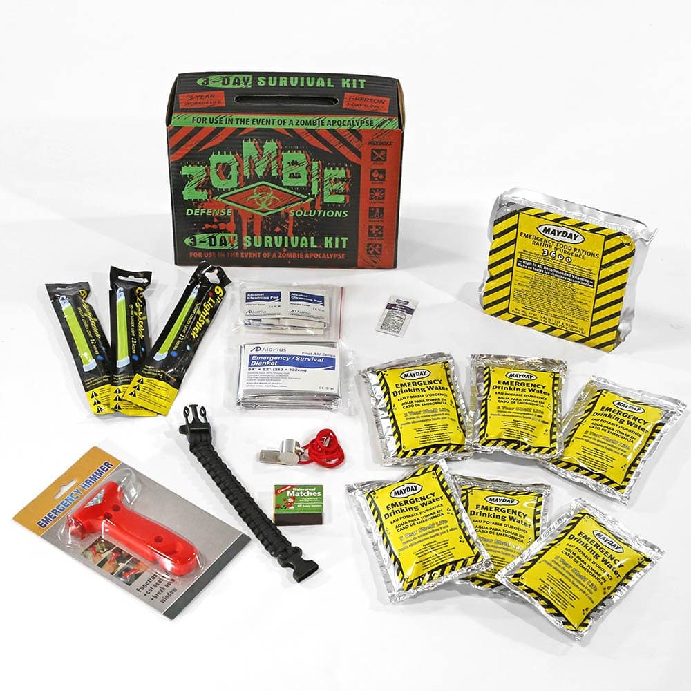 Zombie 3-Day Defense Disaster Emergency Survival Kit, 3 Day of Food Water, First Aid and Tools, For Outdoor, Auto, Home or School, Walking Dead Disaster Emergency Bug Out Protection, Earthquake Kit