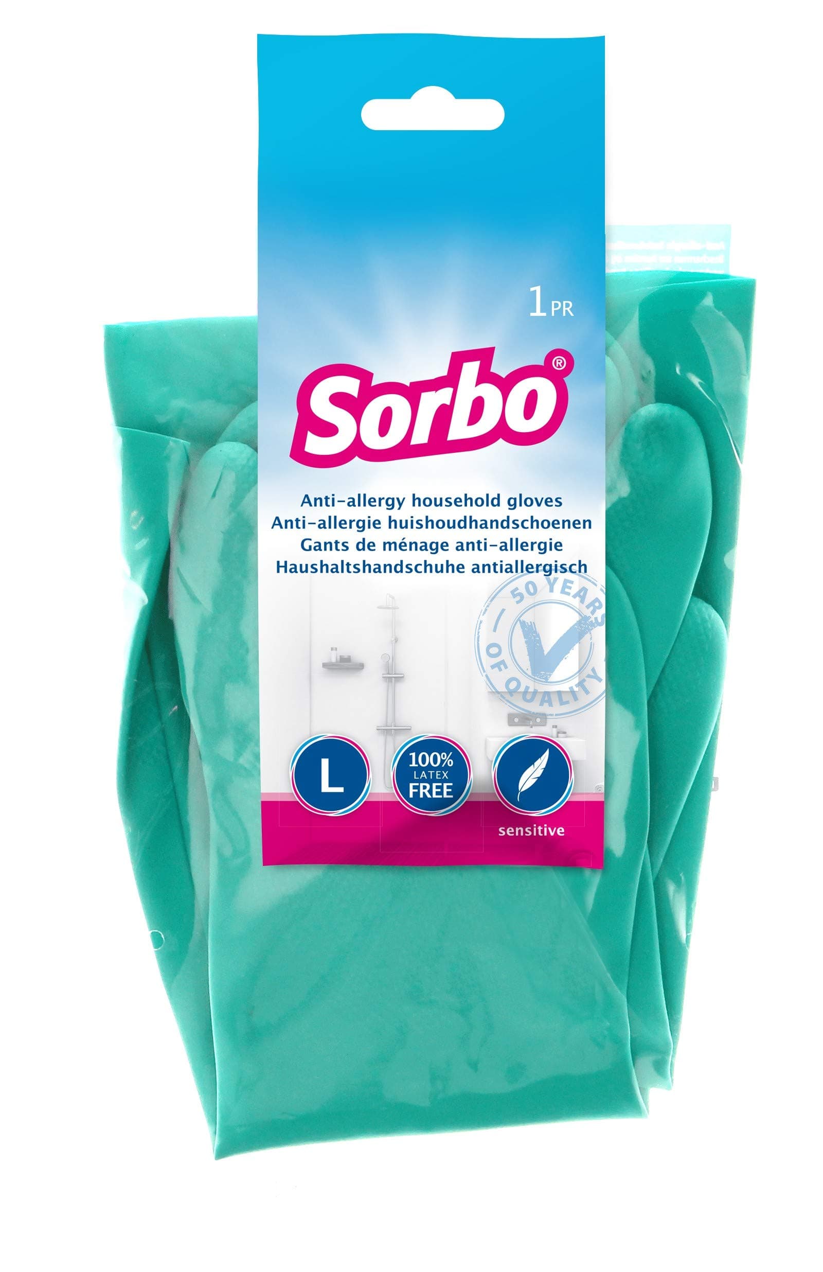 Sorbo Latex Free Household Gloves, Nitrle Gloves, 100% Latex Free, Long Cuffs, Household Essentials, Green