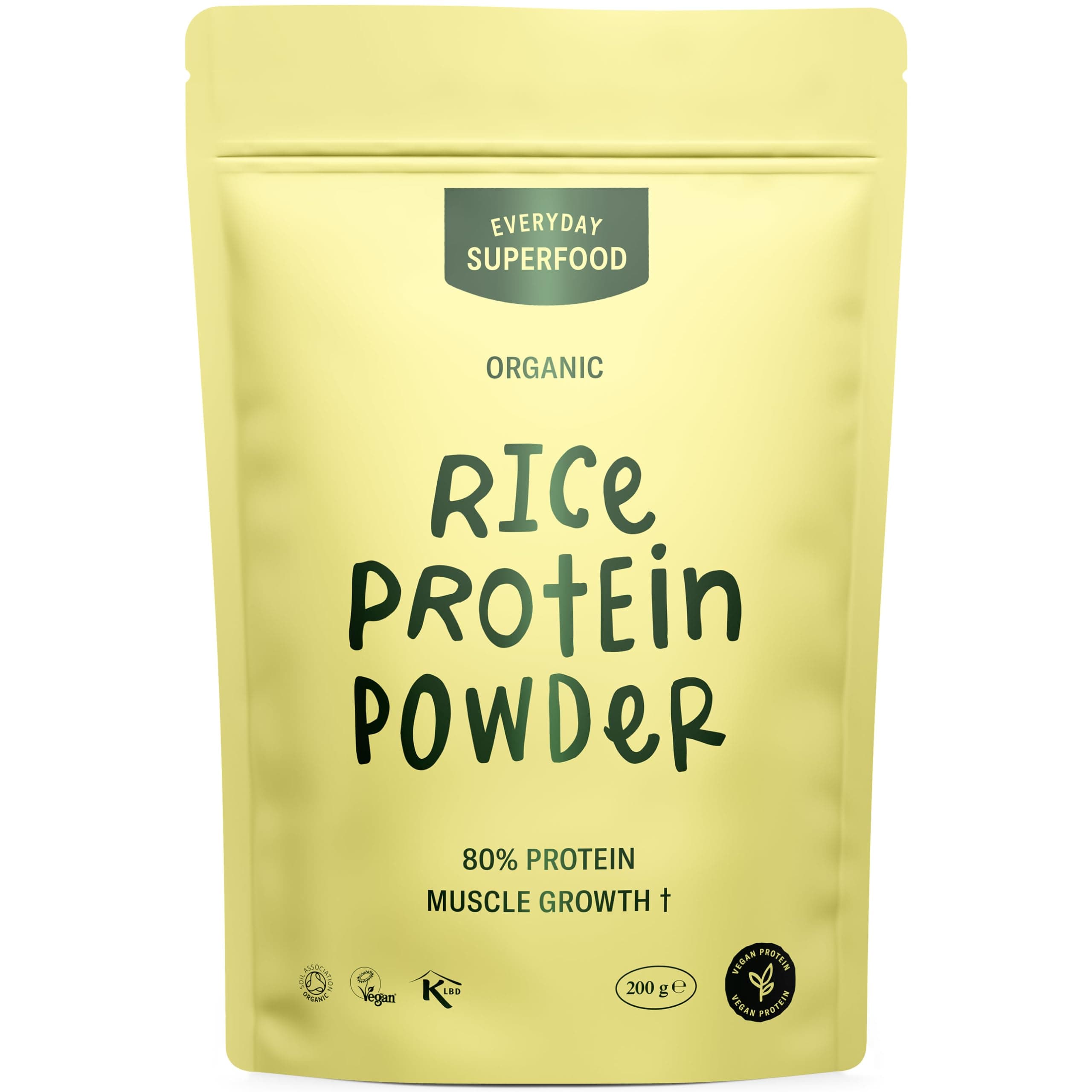 Everyday Superfood Organic Rice Protein Powder, 190g | Natural Water-Based Extraction from Brown Rice | Labe Tested | Unflavoured