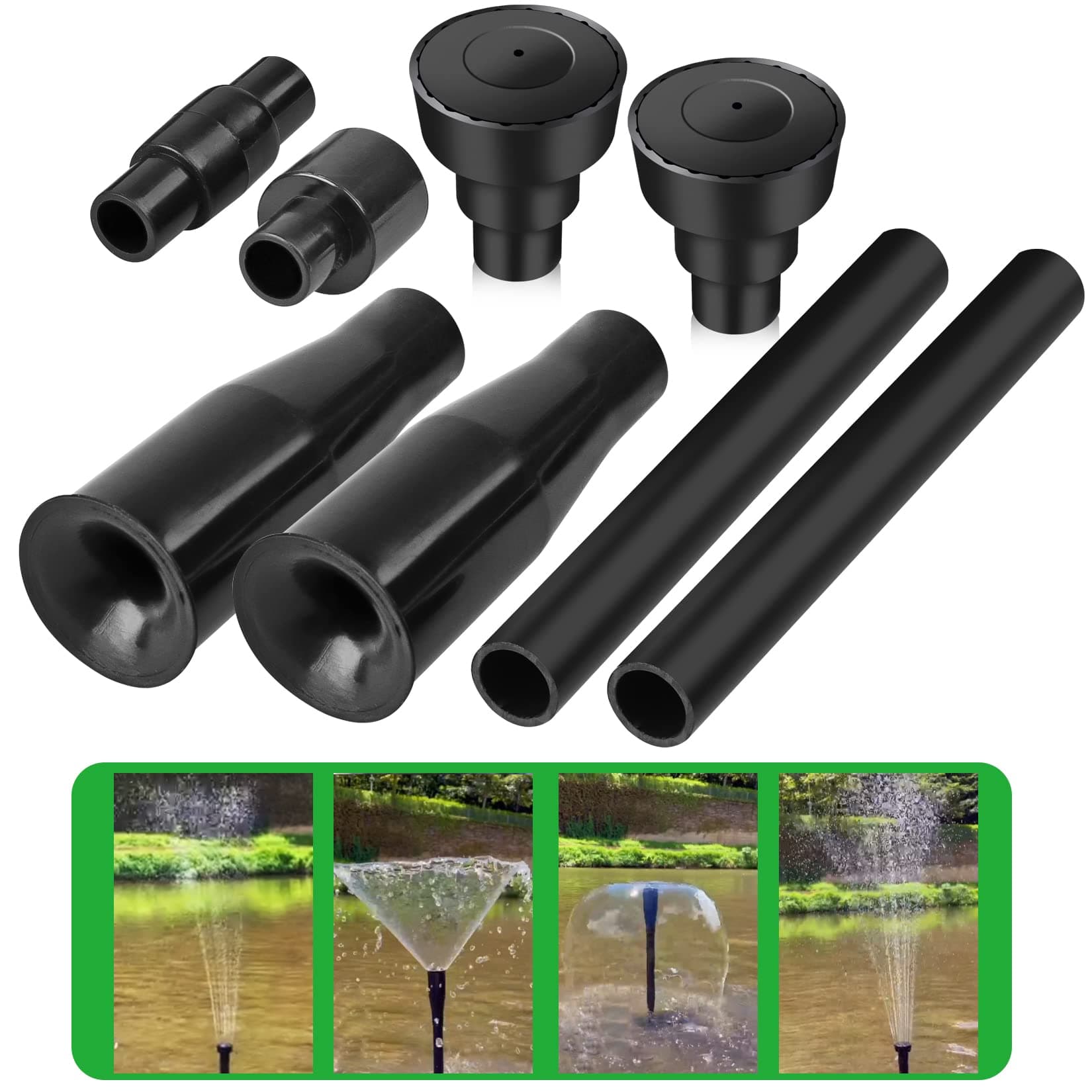 Water fountain nozzle for Garden, Ponds, Tabletop Fish Ponds, 8 pcs of Set, 2 Fountain Shaped, (size-S)