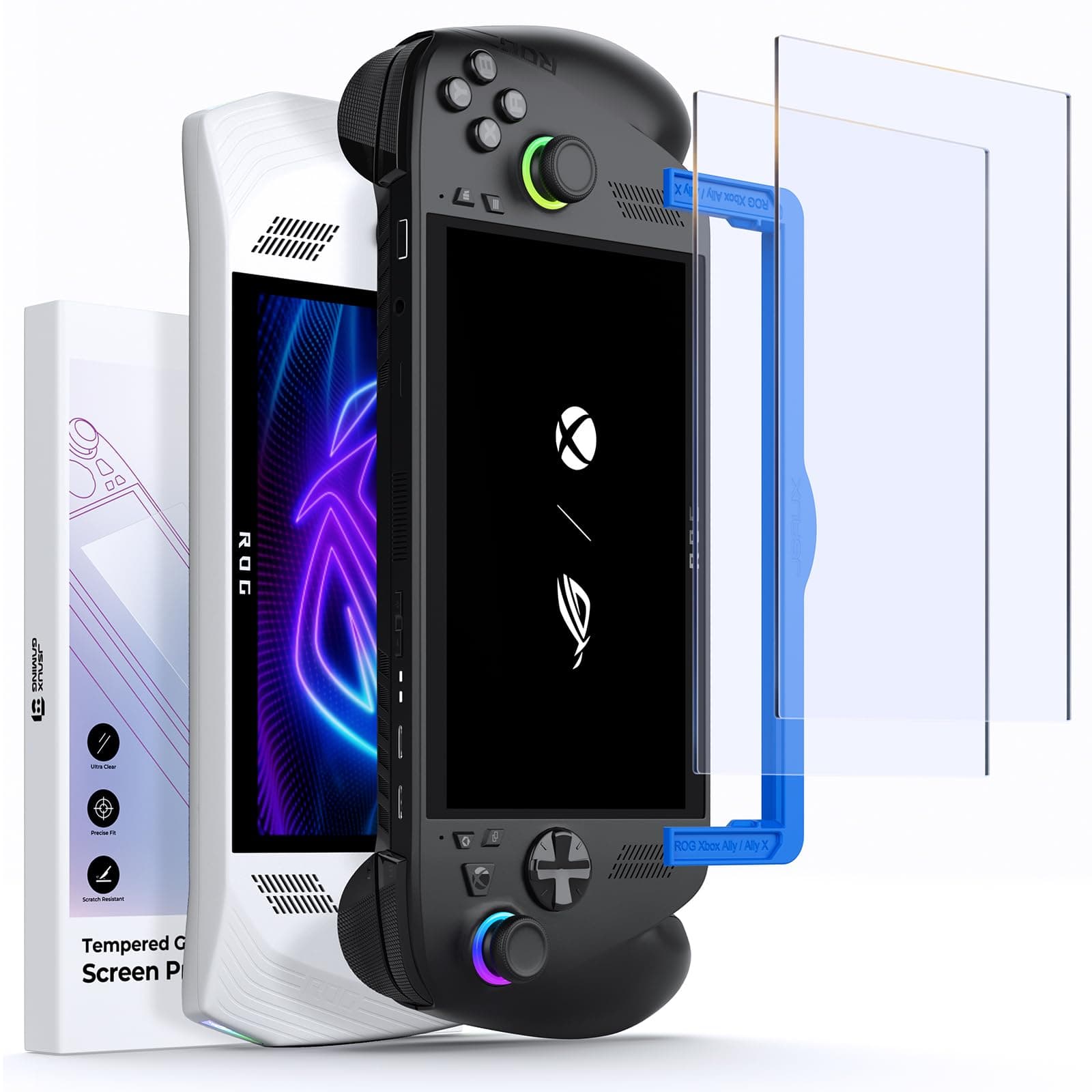 JSAUX Screen Protector for ROG Xbox Ally/ROG Xbox Ally X (2025) / ROG Ally 2-Pack, Anti Glare 9H Hardness Tempered Glass with Guiding Frame, 7 inch Anti-Scratch Screen Protector for ASUS ROG Ally X