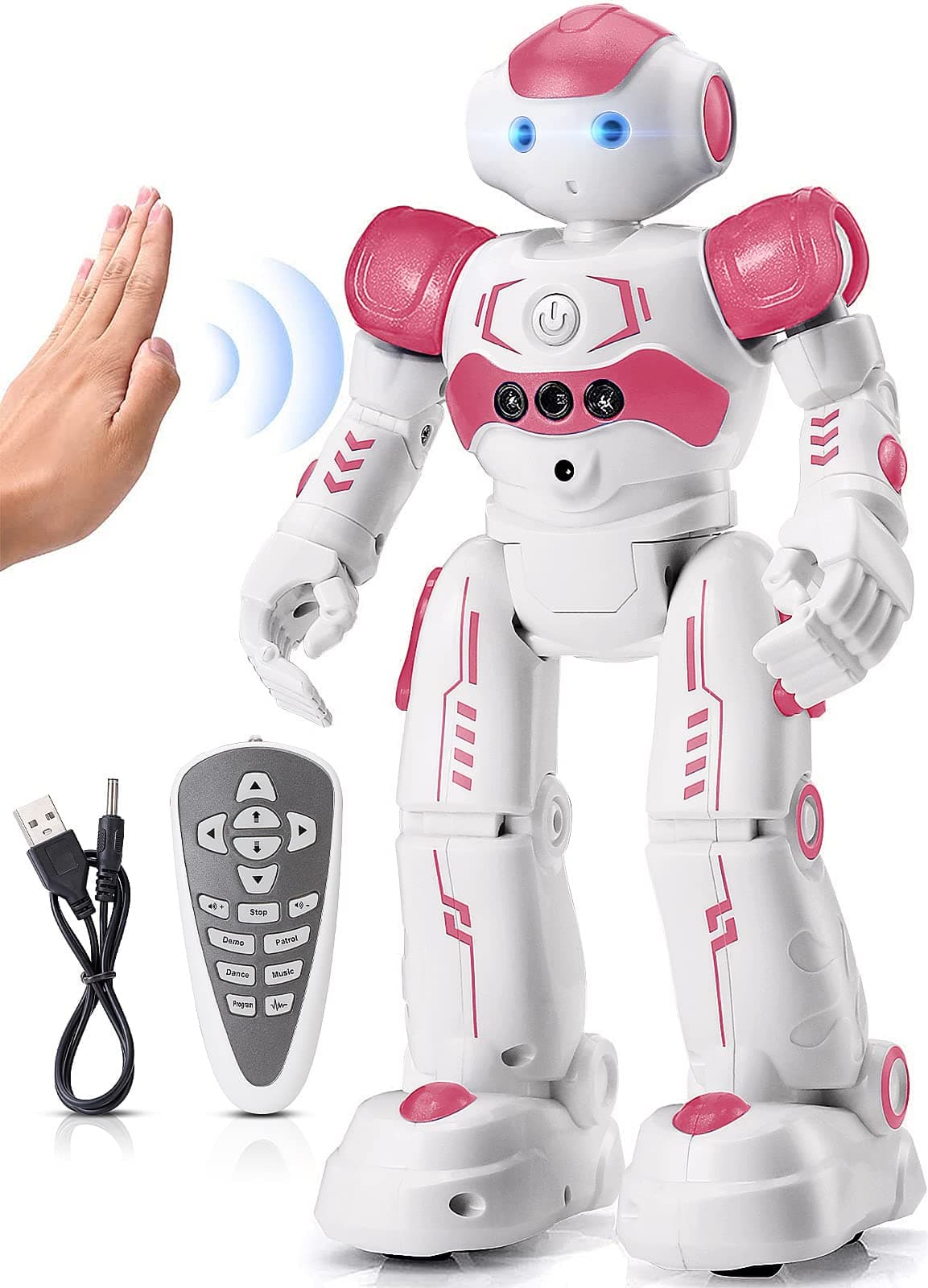KingsDragon RC Robot Toys for Kids, Gesture & Sensing Remote Control Robot for Age 3 4 5 6 7 8 Year Old Boys Girls Birthday Gift Present (Pink)