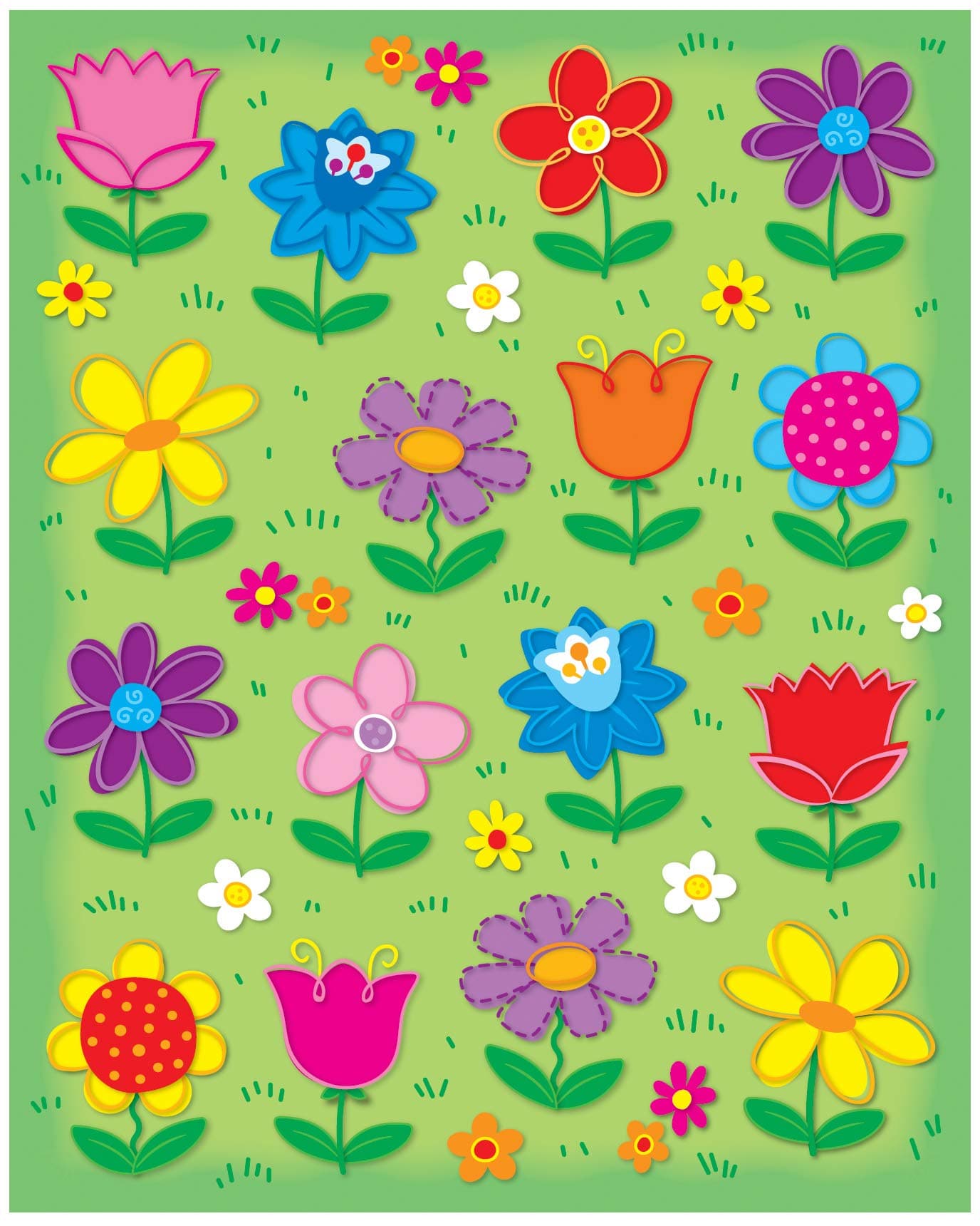 Carson Dellosa 96 Flower Stickers for Kids, 6 Sheets of Sunflowers, Tulips, D...