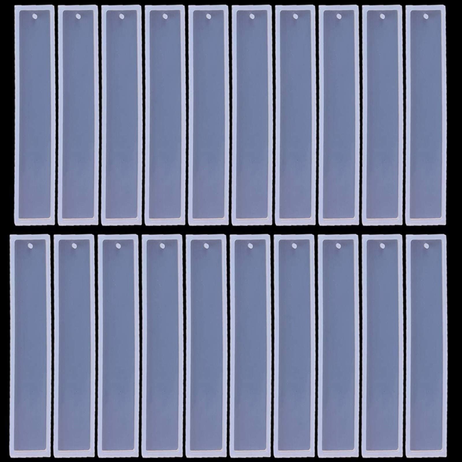 20 PCS 5.5 Inch Rectangle Silicone Bookmark Mold DIY Bookmark Resin Mold Bookmarks Silicone Molds Making Molds Epoxy Resin Mould Kit for DIY Casting Crafts Making Supplies