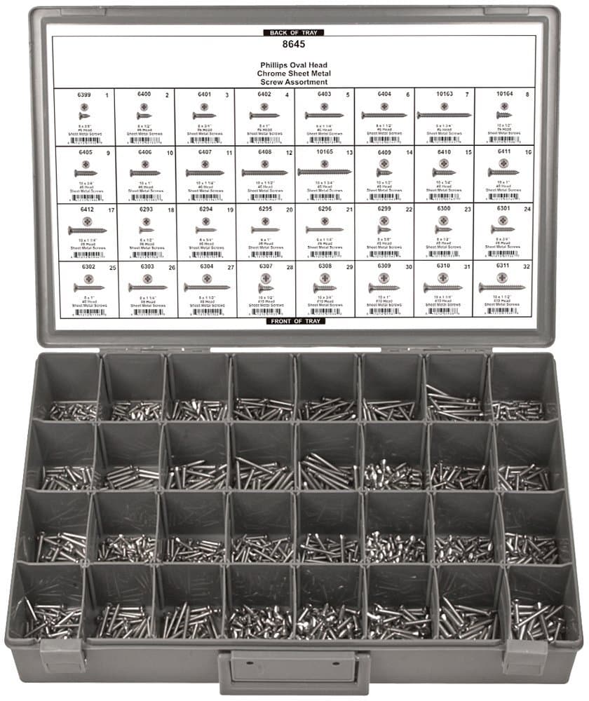 Disco Automotive 8645 Chrome Phillips Oval HD Screw Assortment