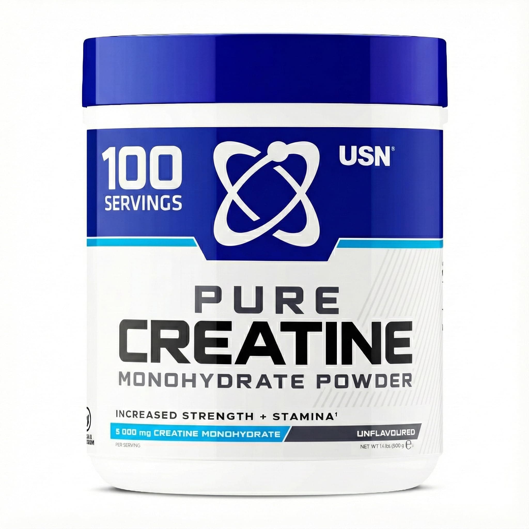 USN Micronized Creatine Monohydrate Powder, Unflavoured - 500g, Energy Drink for High Intensity Training, Muscle Growth, 100% Micronized Creatine Powder for Intra Workouts, Dietary Supplement
