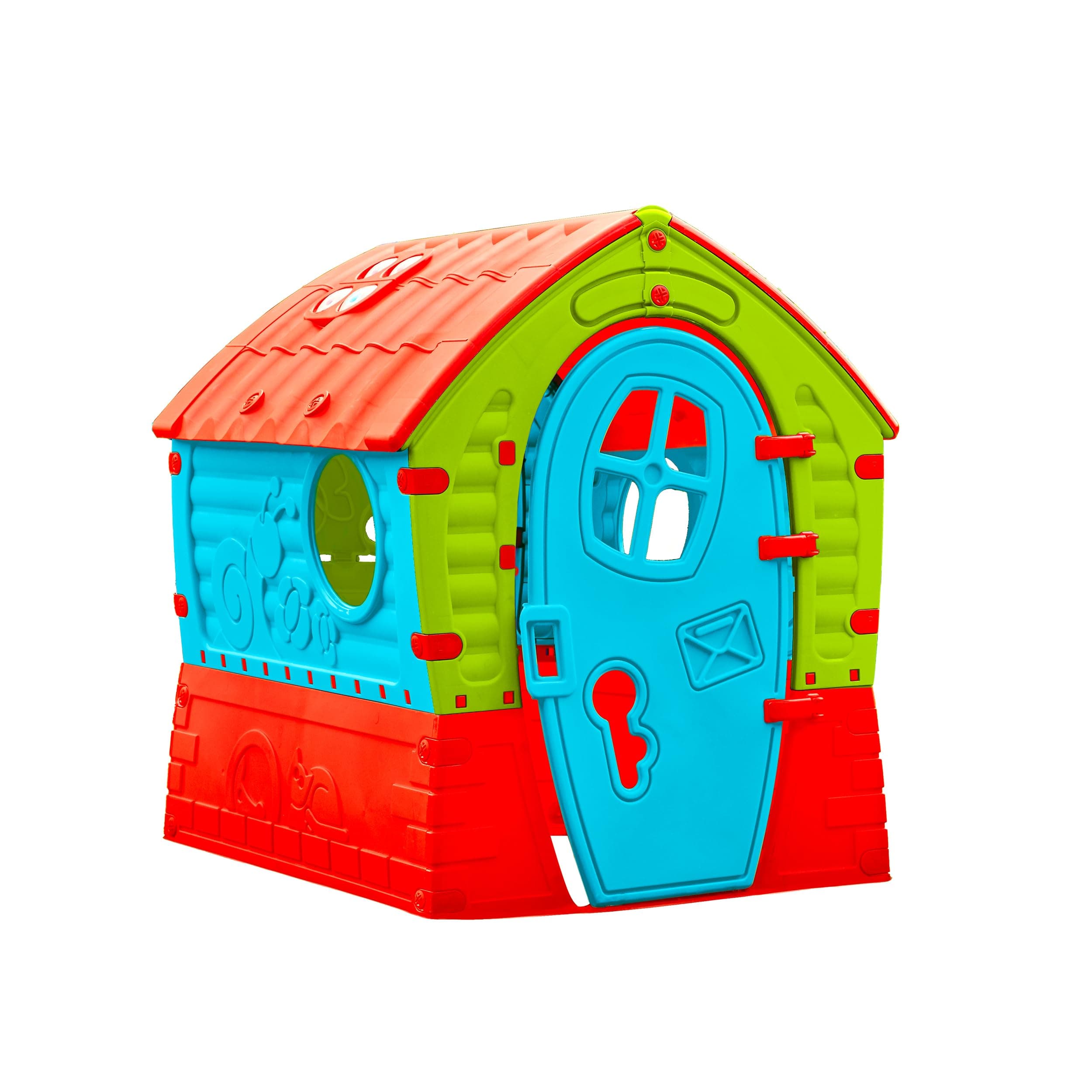 Palplay Dream Playhouse, UV Resistant, Indoor and Outdoor, Garden Toys, Sunroof Windows and Peep Holes, Ideal for Kids Ages 2+, Red, Yellow and Blue, 95 x 90 x 110 cm