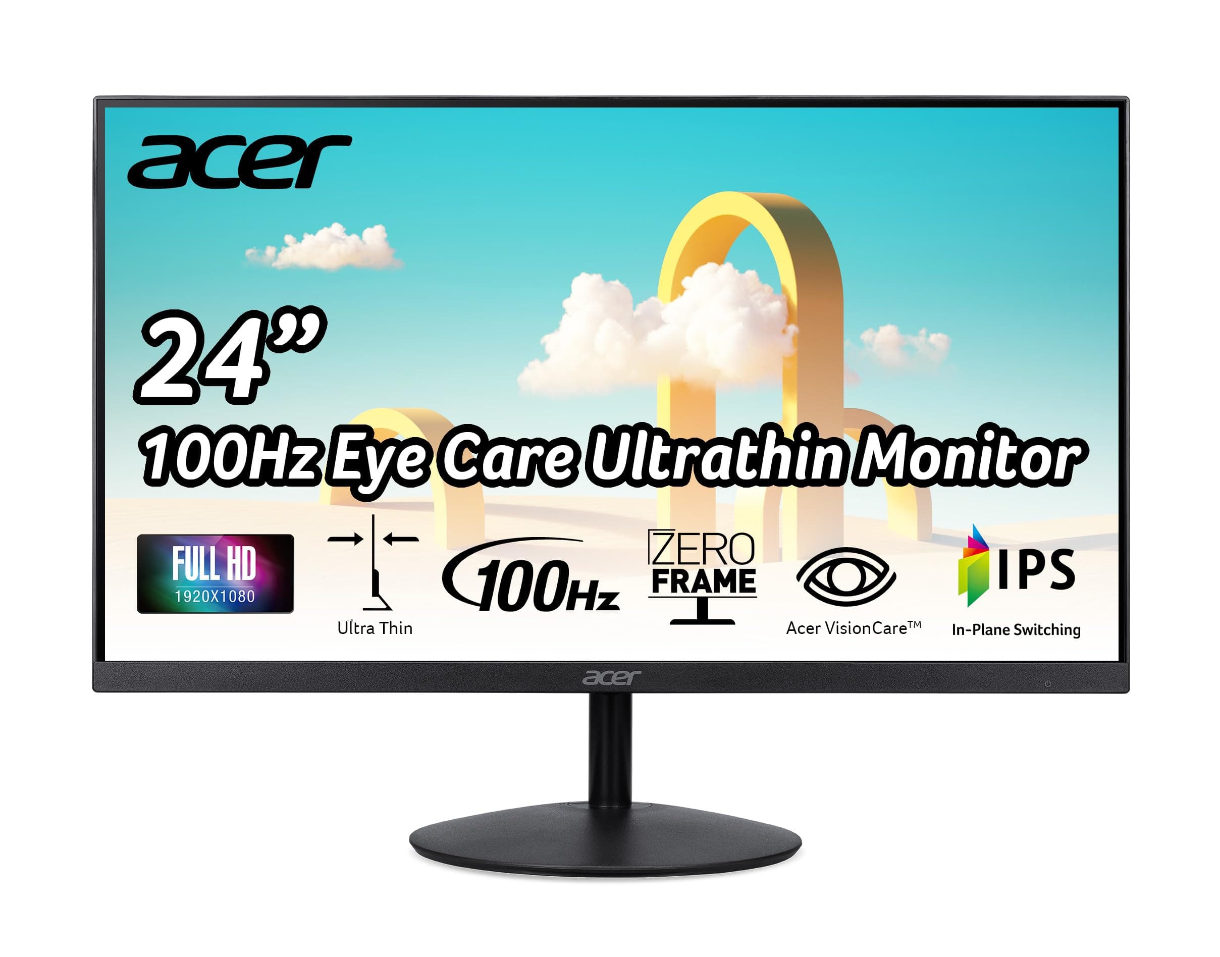 SB242Y EBI 23.8" Full HD (1920 x 1080) IPS Zero-Frame Gaming Office Monitor | AMD FreeSync Technology Ultra-Thin Stylish Design 100Hz 1ms (VRB) Low Blue Light Tilt HDMI & VGA Ports