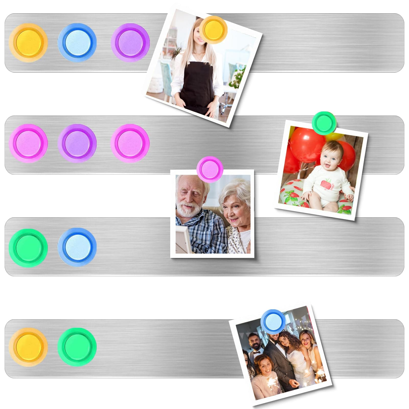 Spann Frameless Magnetic Stainless Iron Board Strips Magnetic Bulletin Bar Board Memo Strip with 10 Pieces Magnet for Office Home Classroom 4Pcs,Approx. 30 x 2.6cm
