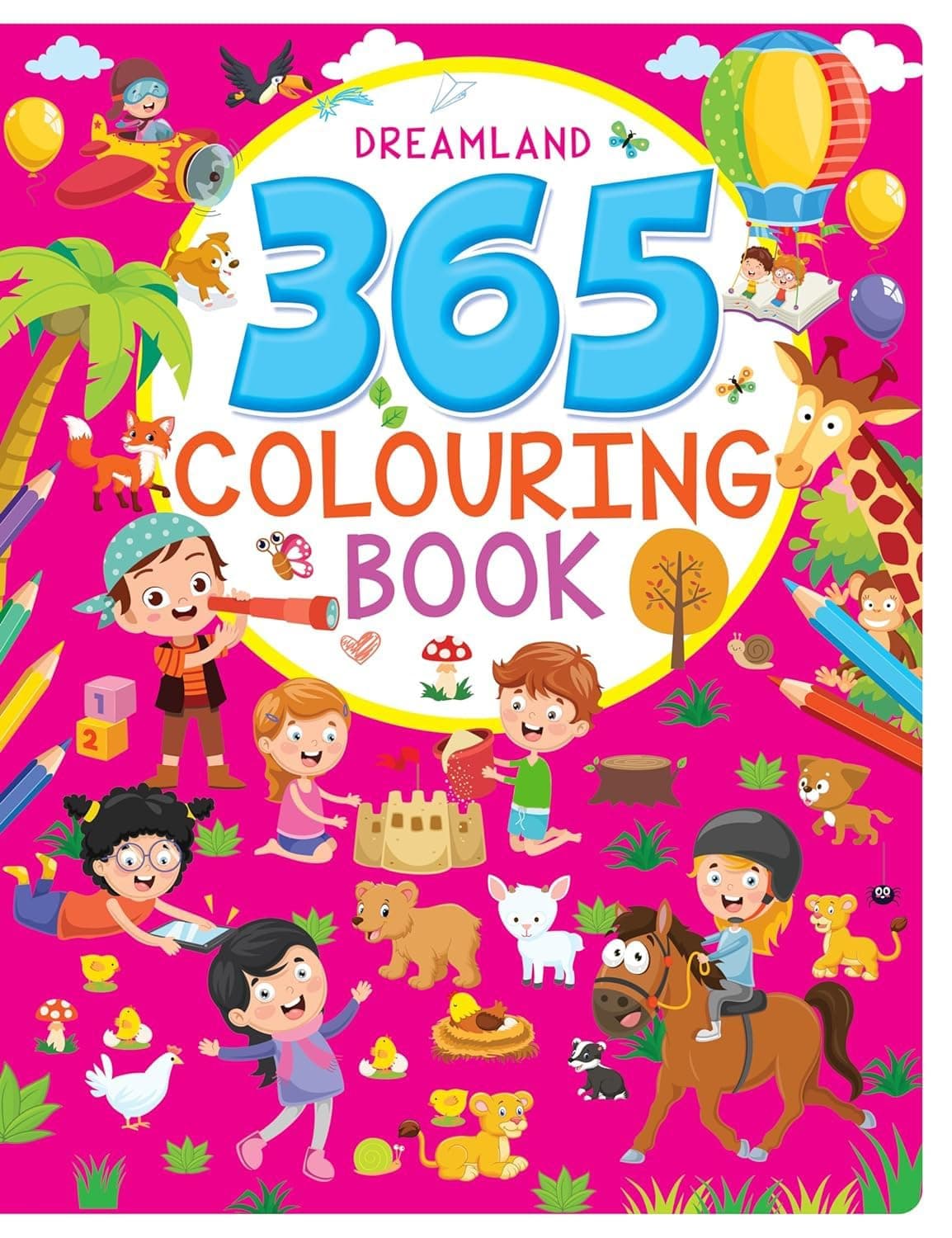 365 Colouring Book for Kids Age 2-8 – Fun Drawing, Painting & Creative Art Book with Animals, Vehicles, Plants, Clowns & More | Thick Lines, Child-Friendly, 368 Pages, Boosts Creativity, Concentration, Colour Awareness & Hand-Eye Coordination