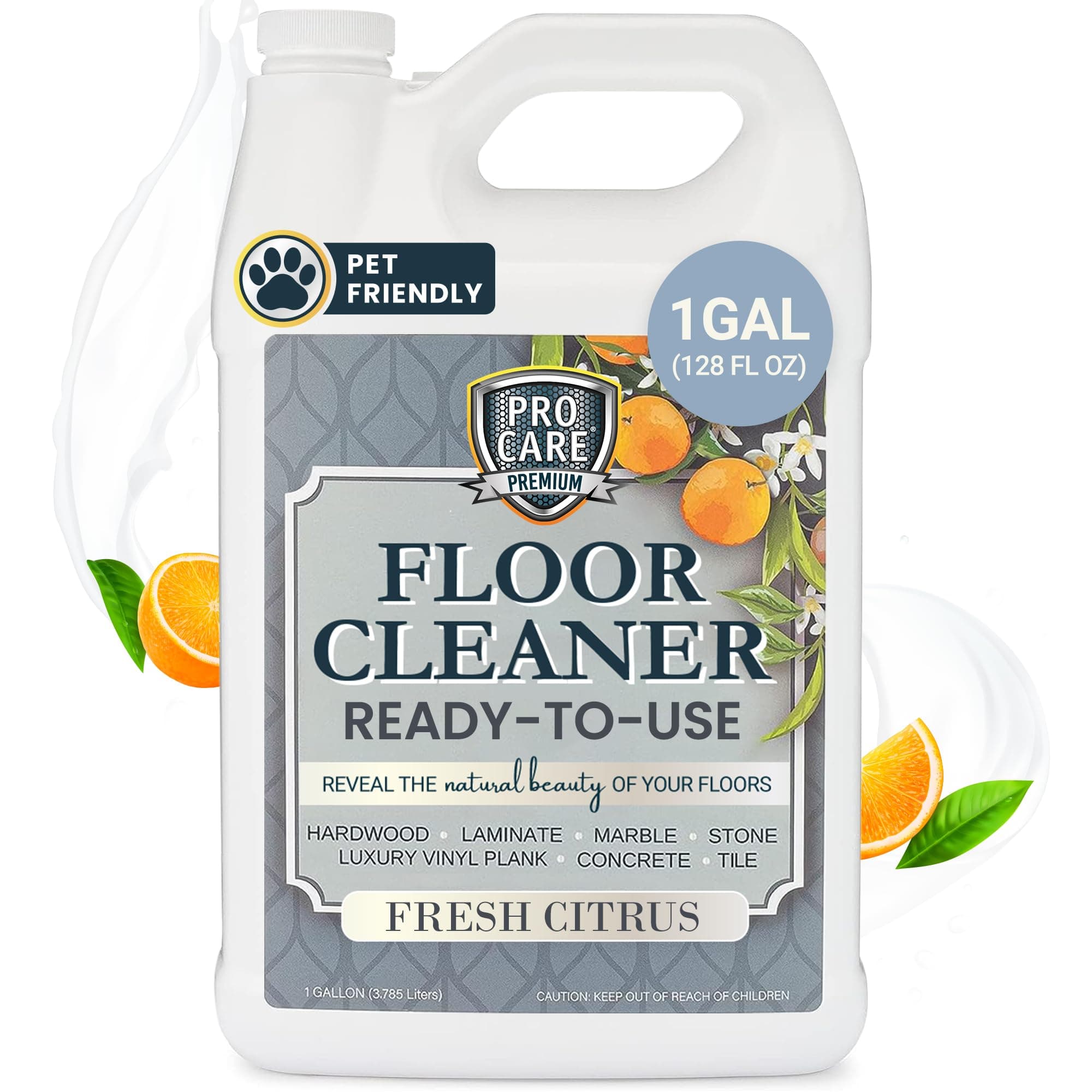 - Floor Cleaner (Made in USA) | Tile, Stone, Laminate, Vinyl & Natural Wood Floor Cleaner for Mopping, Household Supplies, Cleaning Solution with Citrus Aroma - 1 Gal (128 Fl Oz)