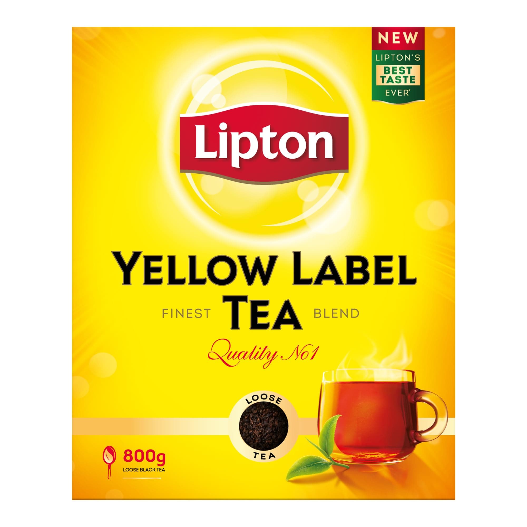 Tea Yellow Label, Black Tea, 800g Lipton Loose Tea, Rich Natural Taste Loose Tea, Sun-Ripened Tea Leaves