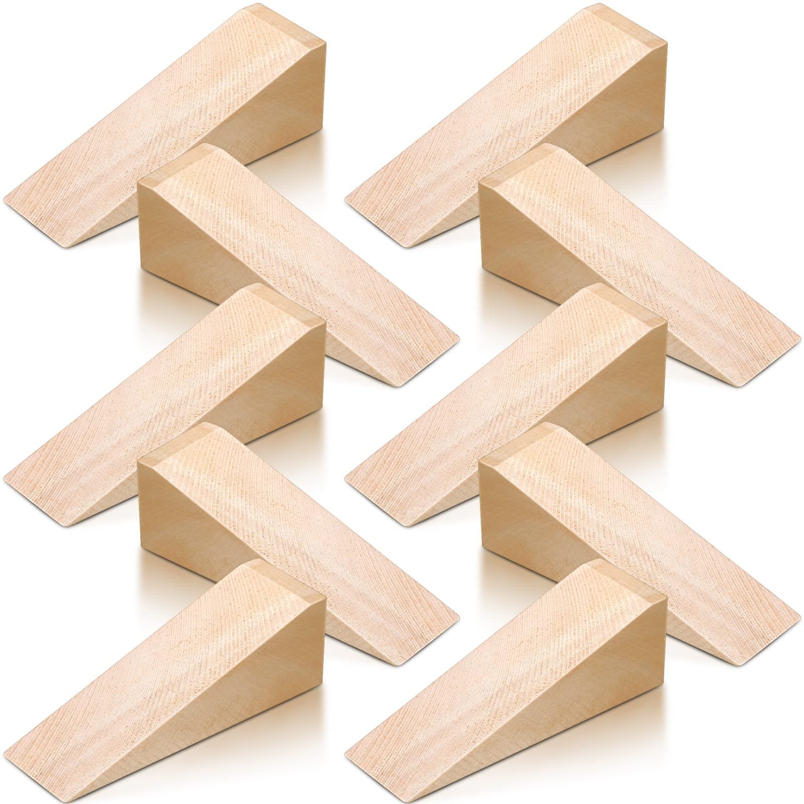 Treela Wooden Wedges for Chair Caning Supplies Wood Wedge Non Slip Wood Door Wedge Tool Triangle Block for Chair Caning Door Stop, 3.94 x 1.18 x 1.18 Inch(10 Pieces)