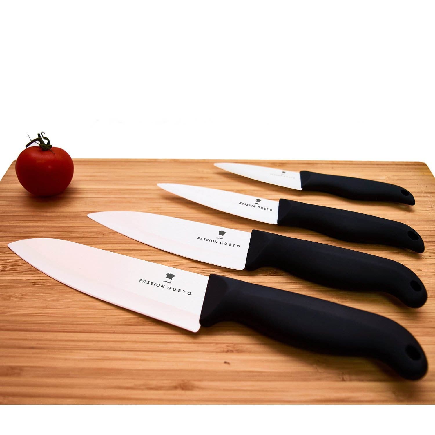 Ceramic knives - black / white - CATANA Series from Passion Gusto - Premium kitchen knife set in a beautiful giftbox