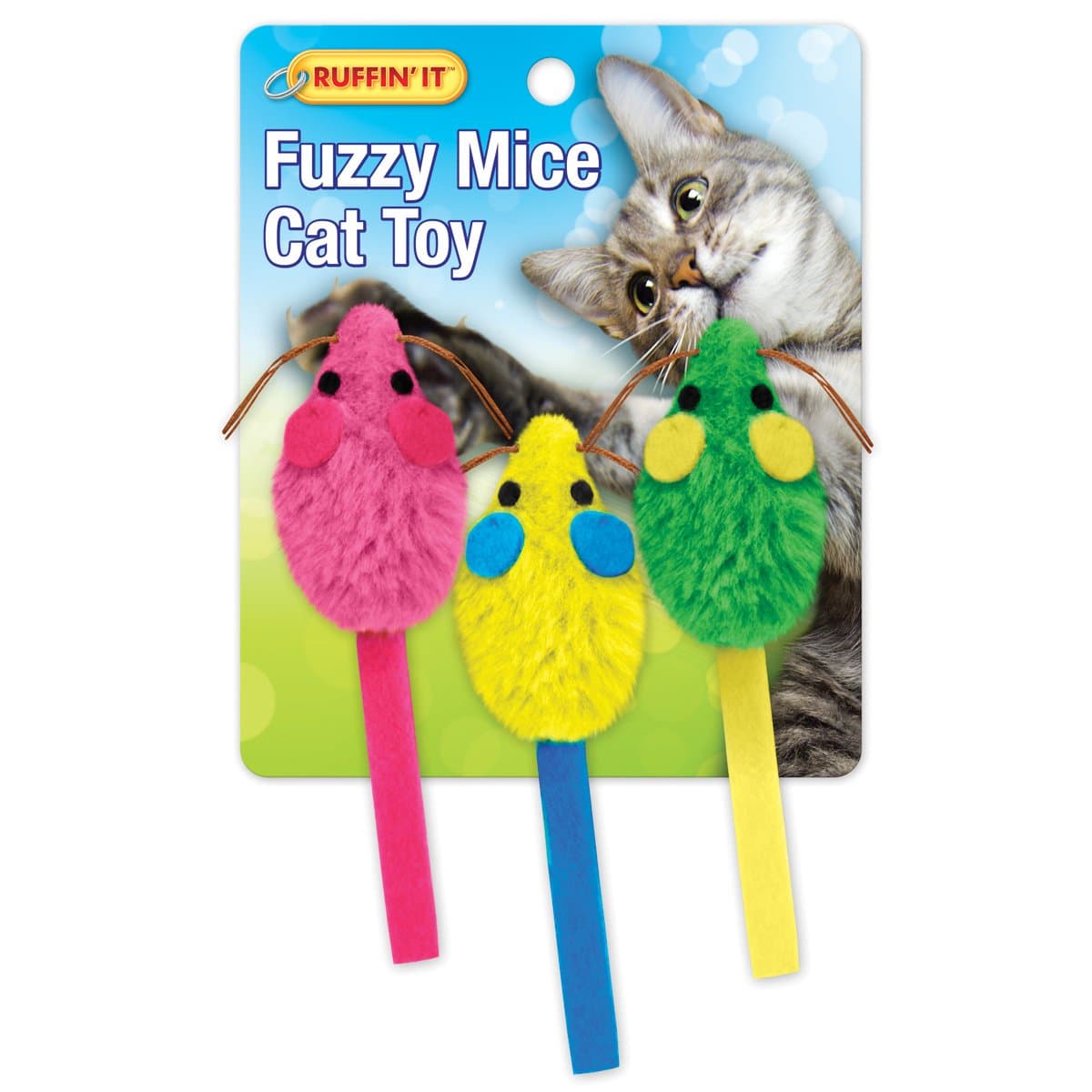 Westminster Pet Ruffin' It Fuzzy Mouse Cat Toy - Assorted 3pk