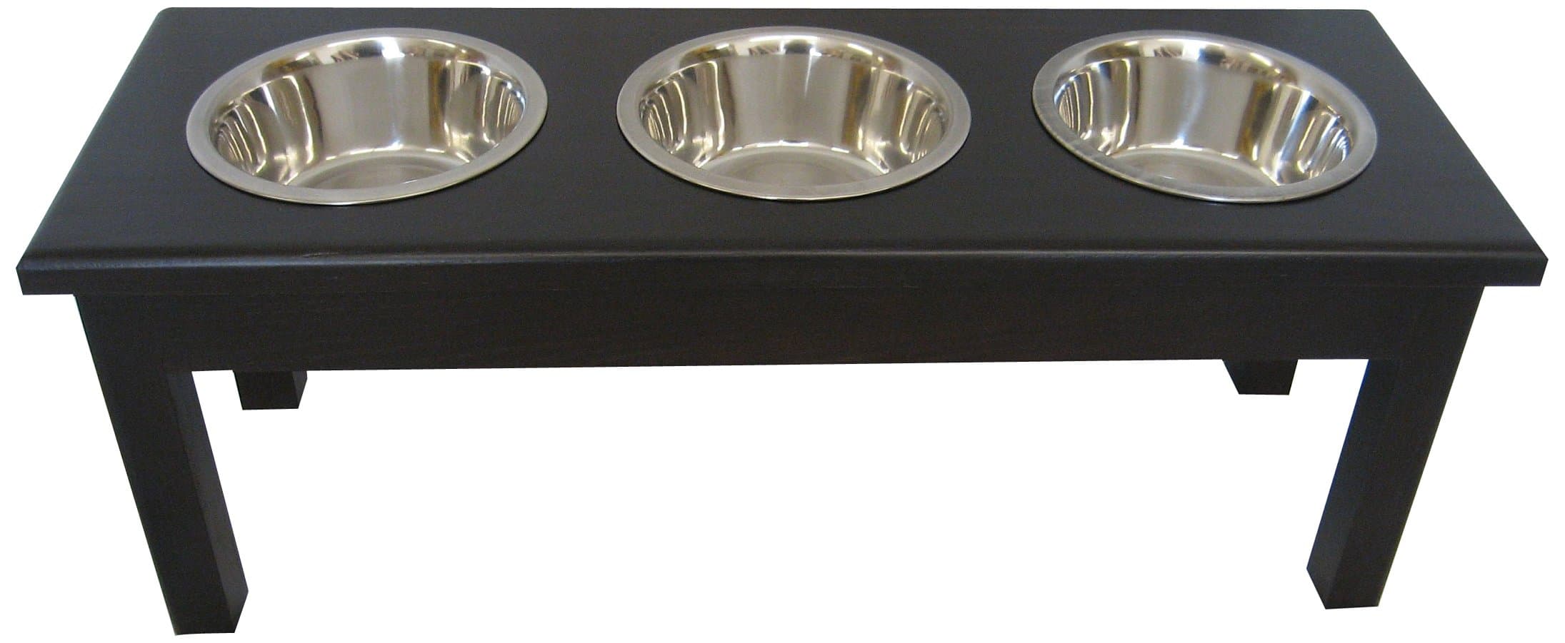 Classic Pet Beds 3-Bowl Traditional Style Ash Pet Diner, Large, Espresso