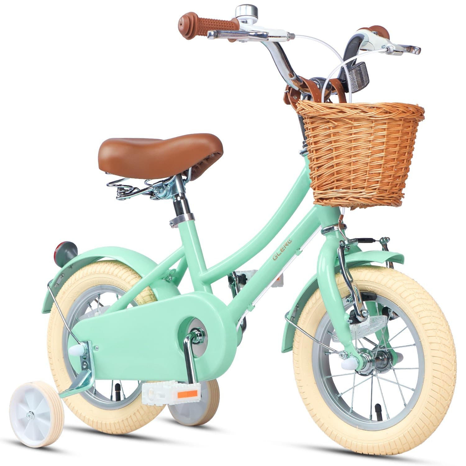 Glerc Little Molly 12-20 Inch Kids Retro Girls Bike for 2-13 Year Old with Wicker Basket & Stabilisers/Kickstand, Multiple Colors