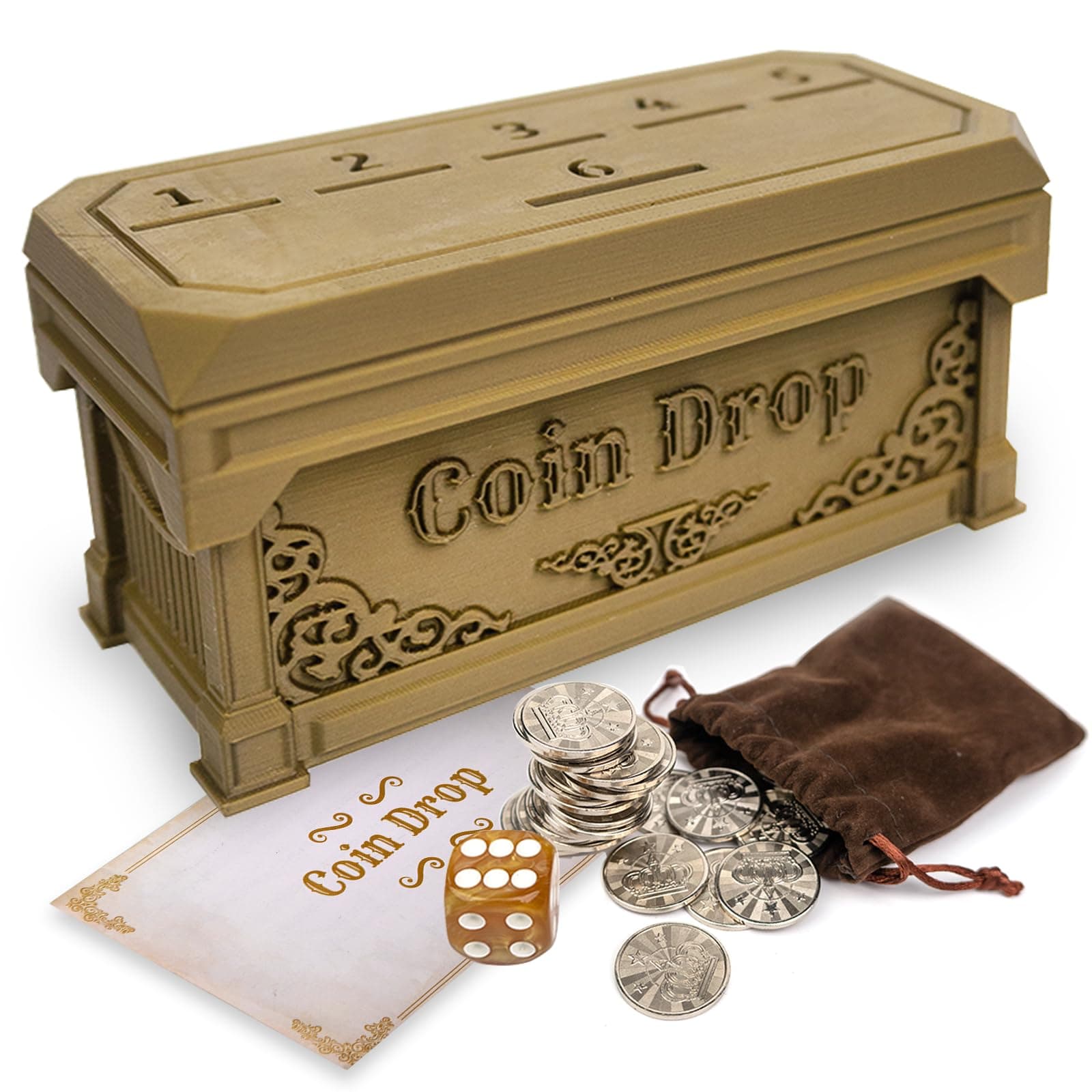Penny Game with 30 Metal Coins,1 Dice,Coin Drop Game,A Fun Classic Board Game.