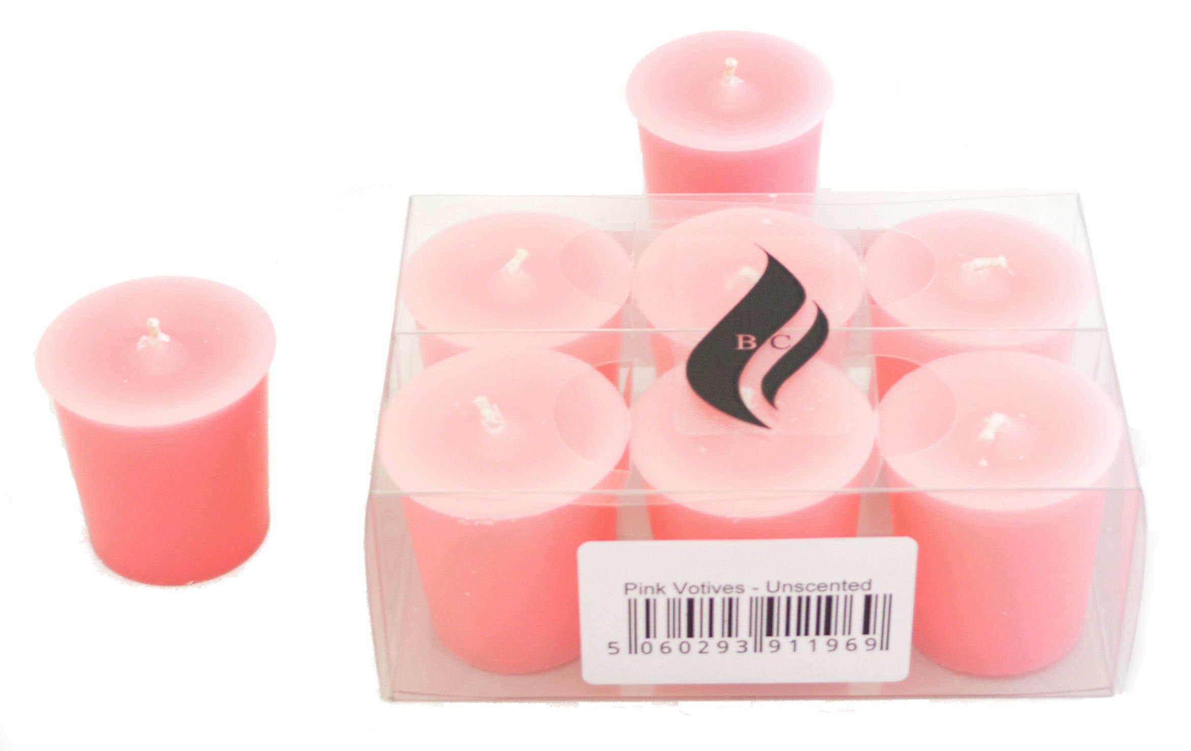 6 x Votive Candles - Unscented (Pink)