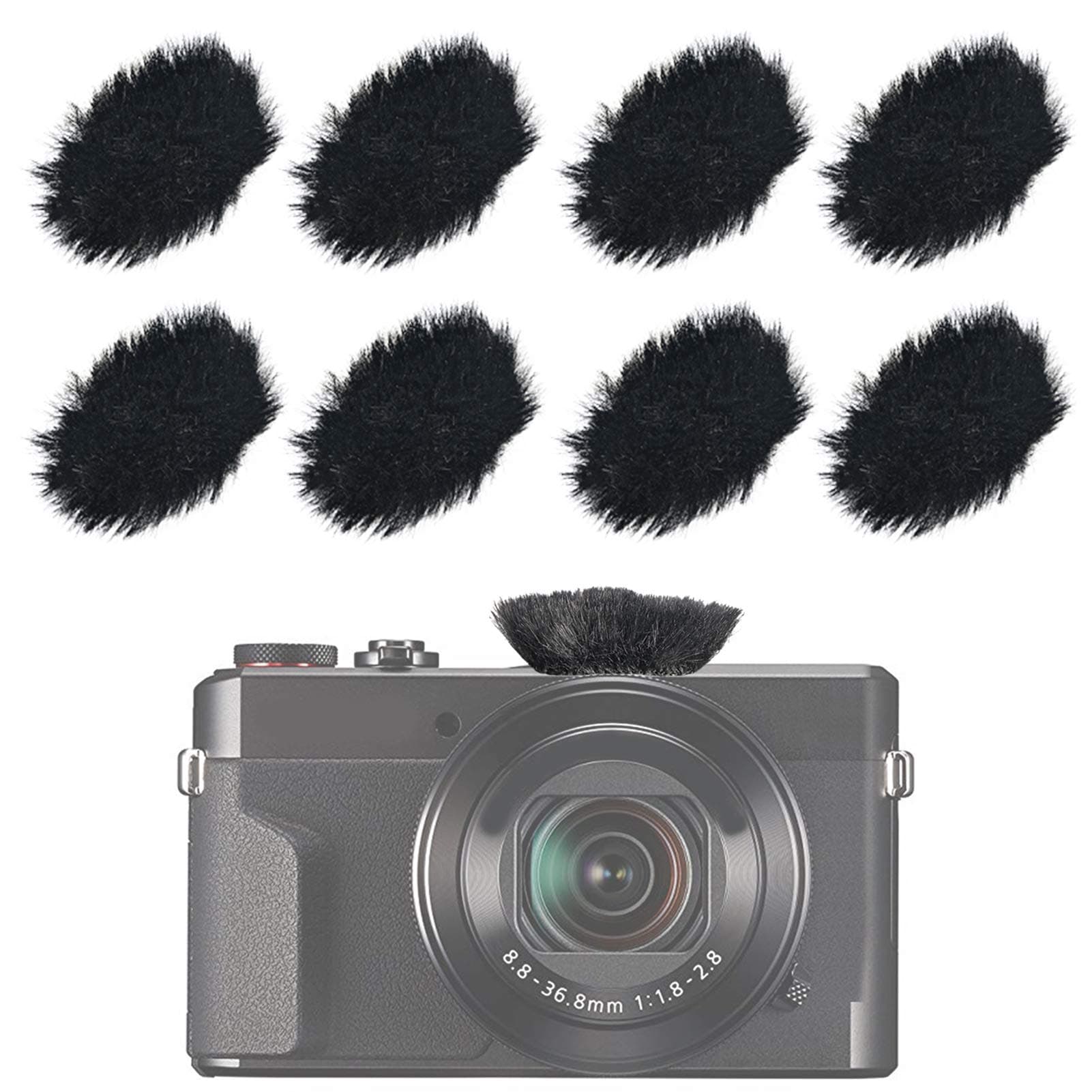 Camera Mic Windscreen Dead Cat, Furry Camera Wind Muff Wind Cover for Canon G7X Mark II,Sony,Samsung,etc DSLR Mic Outdoor Windshield (8 Pack)
