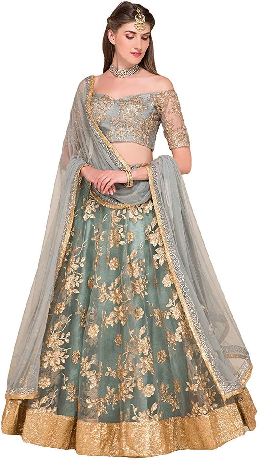 Mashur Fab Women's Satin Semi-Stitched Lehenga Choli (Free Size)