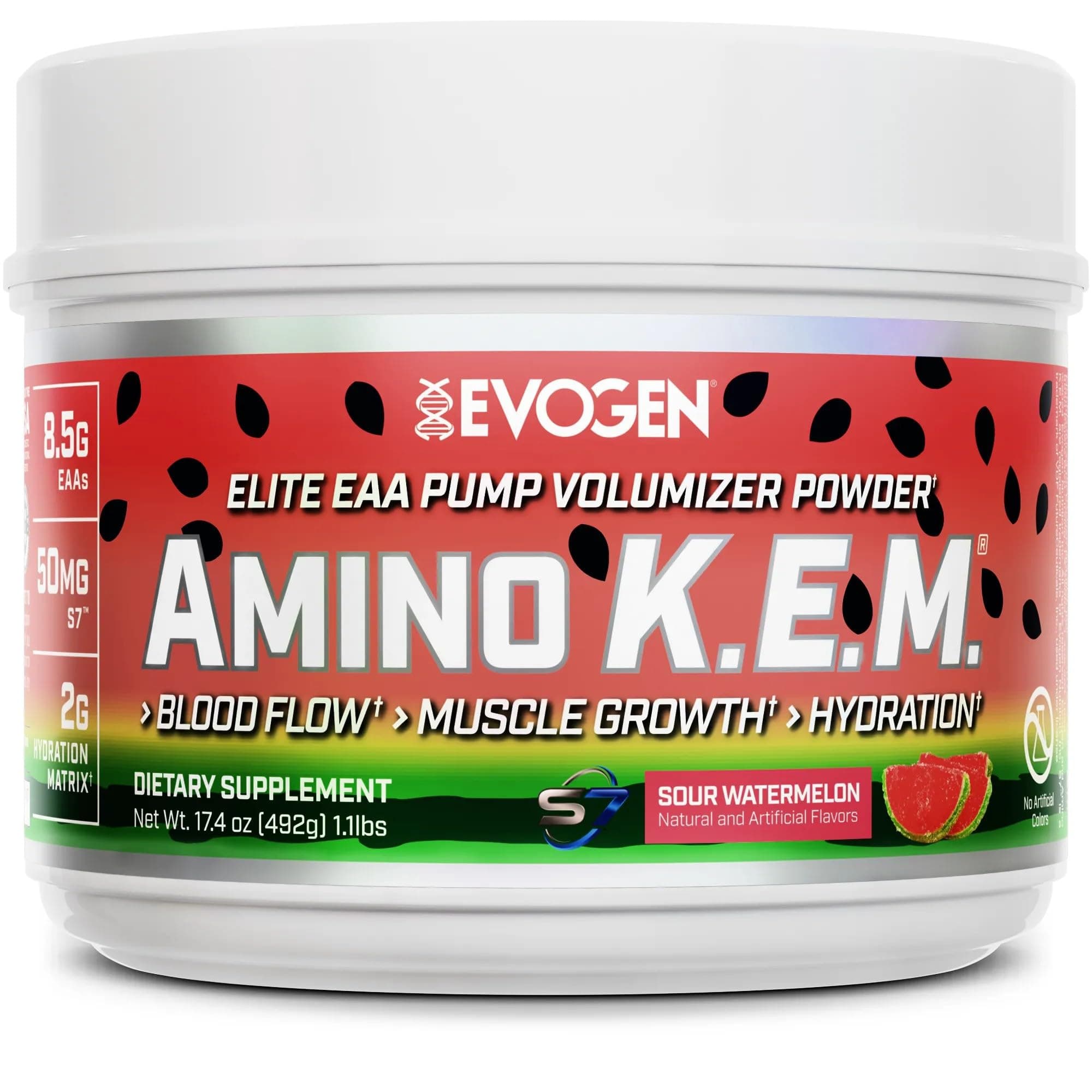 Evogen Amino KEM | Premium Essential Amino Acid , EAA & BCAA , Nitric Oxide, Betaine anhydrous, S7, Recovery, volumizing, Pump Catalyst | Sour Watermelon