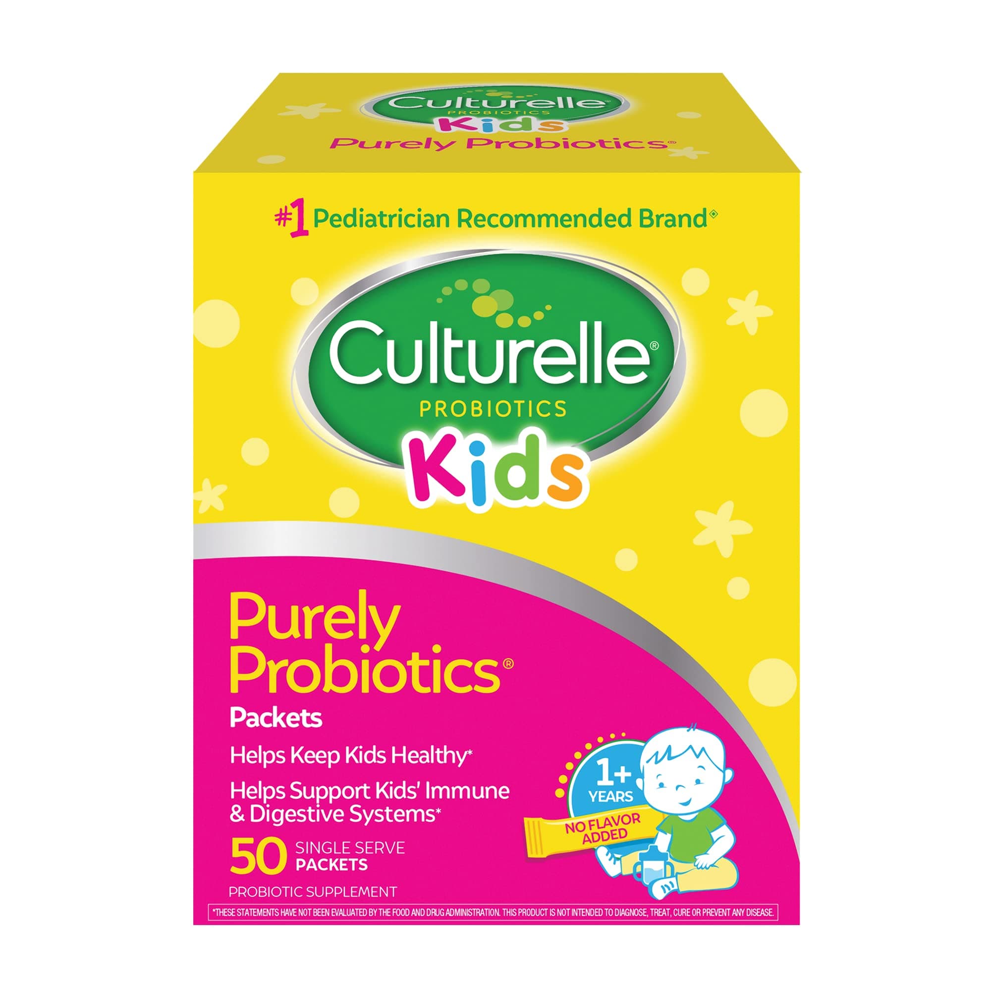 Kids Purely Probiotics Packets Daily Supplement, Helps Support Kids’ Immune and Digestive Systems, 1 Pediatrician Recommended Brand, Ages 1+, 50 Count