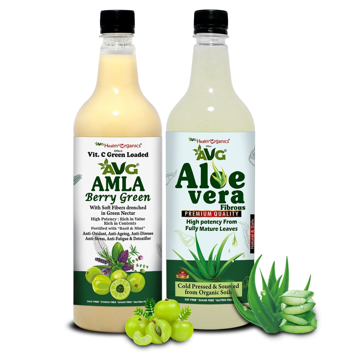Sugar-Free Amla Aloevera Juice Combo (1000ml x 2) | Natural Immunity Booster & Liver Detox Drink, Rich in Vitamin C