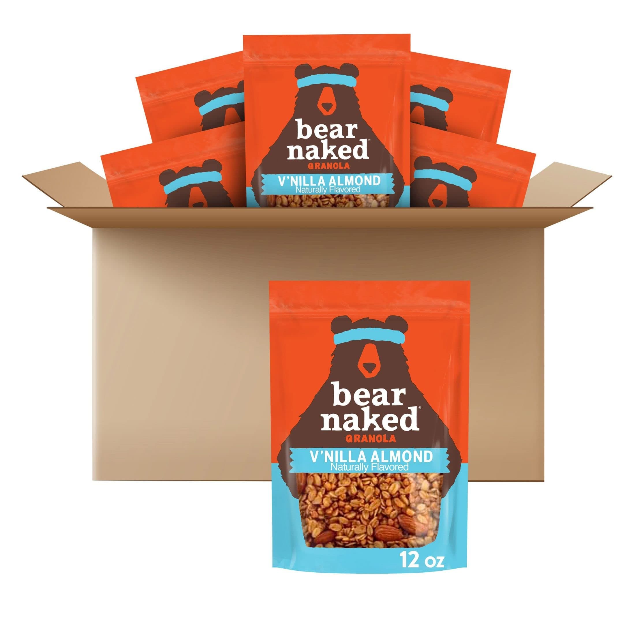 Bear Naked Granola Cereal, Whole Grain Granola, Breakfast Snacks, Vanilla Almond Crisp (6 Bags)