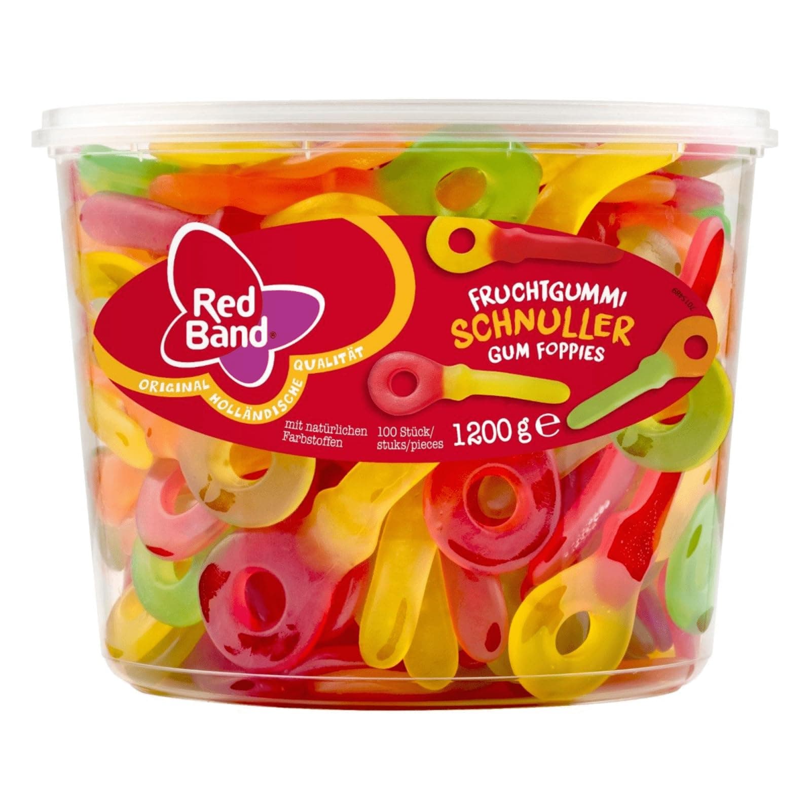 Fruchtgummi Schnuller - Tasty Gummies In A Tub - Sweet Fruity Wine Candy Taste - Fruit Snacks Pack- Sour Keys, Large Tub, 1200 Grams, 100 Pcs