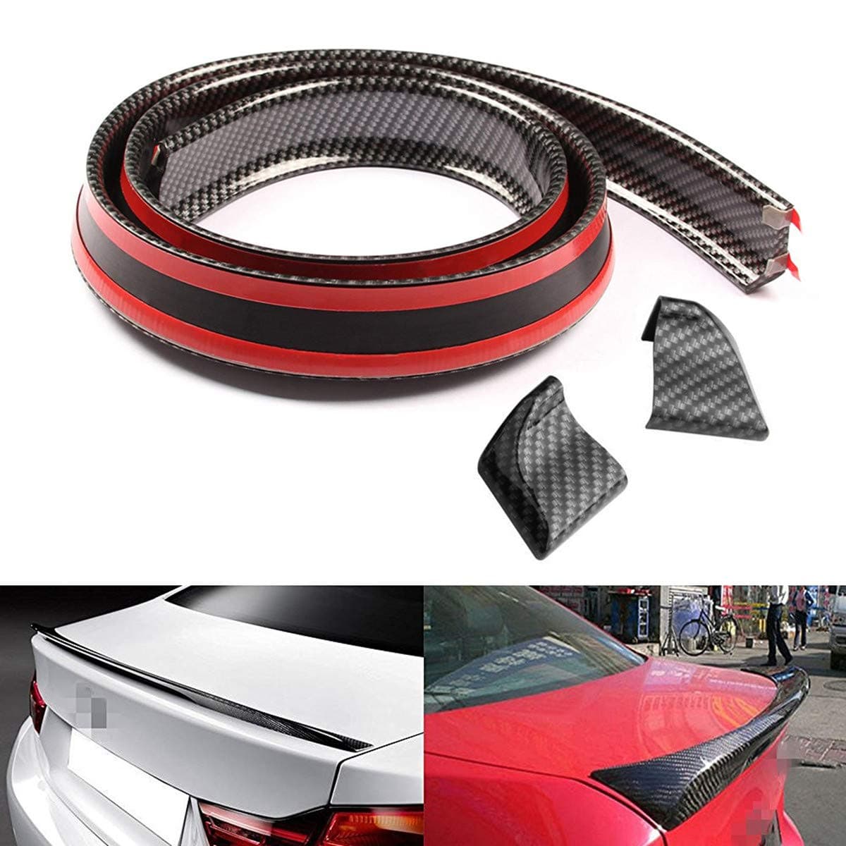 XEJ Car Rear Spoiler Lip Wing Rear 1.5 m Universal Spoiler Lip Tail Rubber Tape