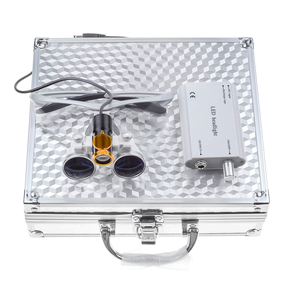 NSKI 2.5X Loupes Magnifying Glasses + 5W Lamp Belt Clip Type with Filter Aluminum Box (Silver)