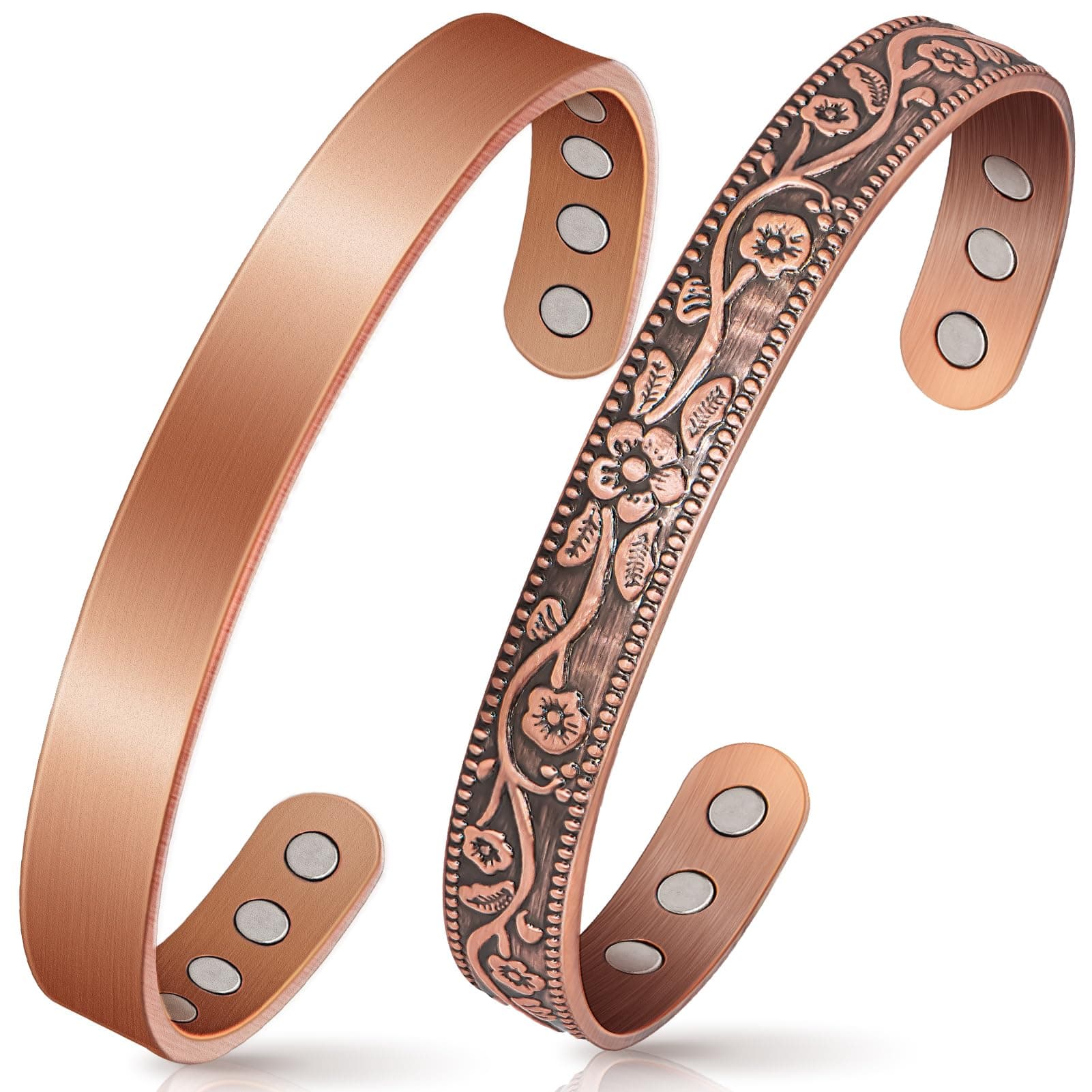 Copper Bracelets for Women Men: Lymph Detox Magnetic Bracelet, 100% Pure Copper Bracelet with 6 Magnets 3500 Gauss - Copper Jewelry Gifts