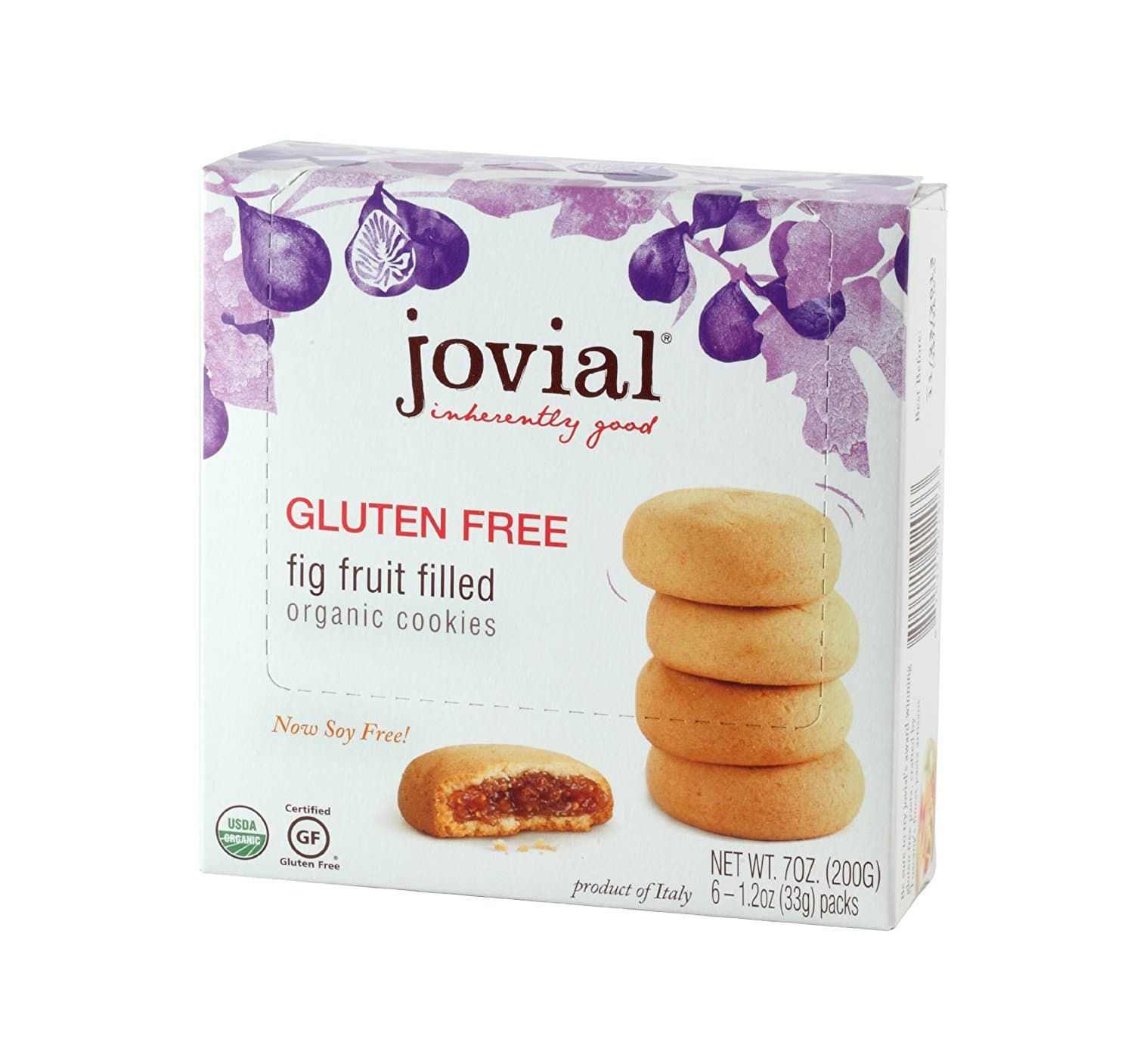 Jovial Fig Fruit Filled Gluten Free Organic Cookies, 7.5-Ounce (Pack of 5)